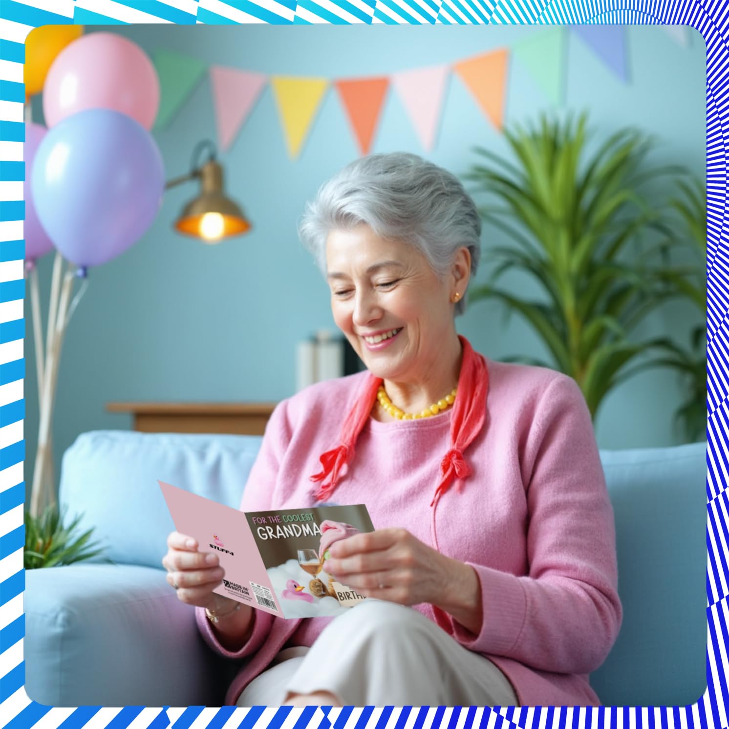 Stuff4 Funny Grandma Birthday Card - Relaxing Bath Cat Design | 145mm x 145mm 7