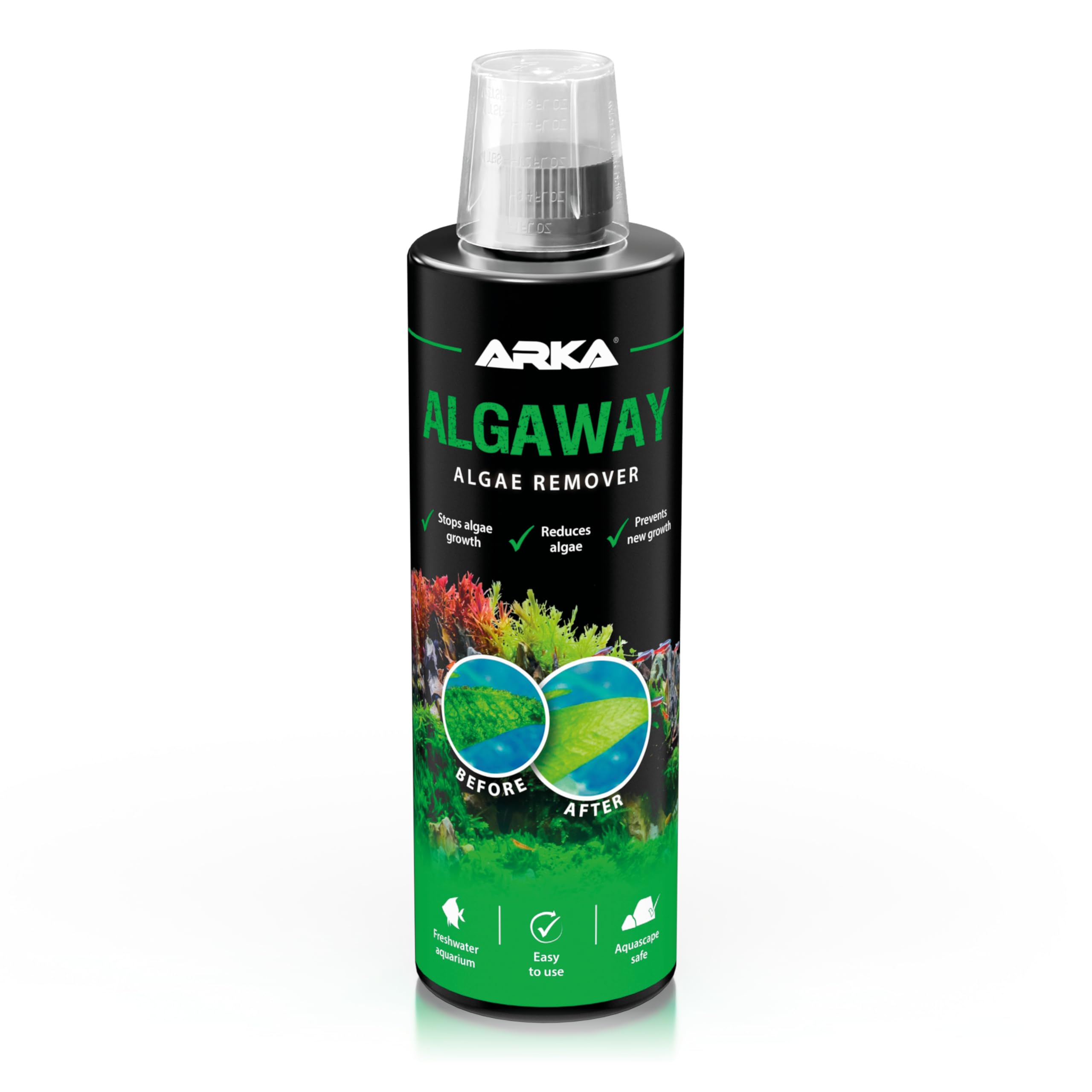 ARKA Aquarium Algae Remover - Eliminates Green, Hair & Spot Algae | 473ml Liquid