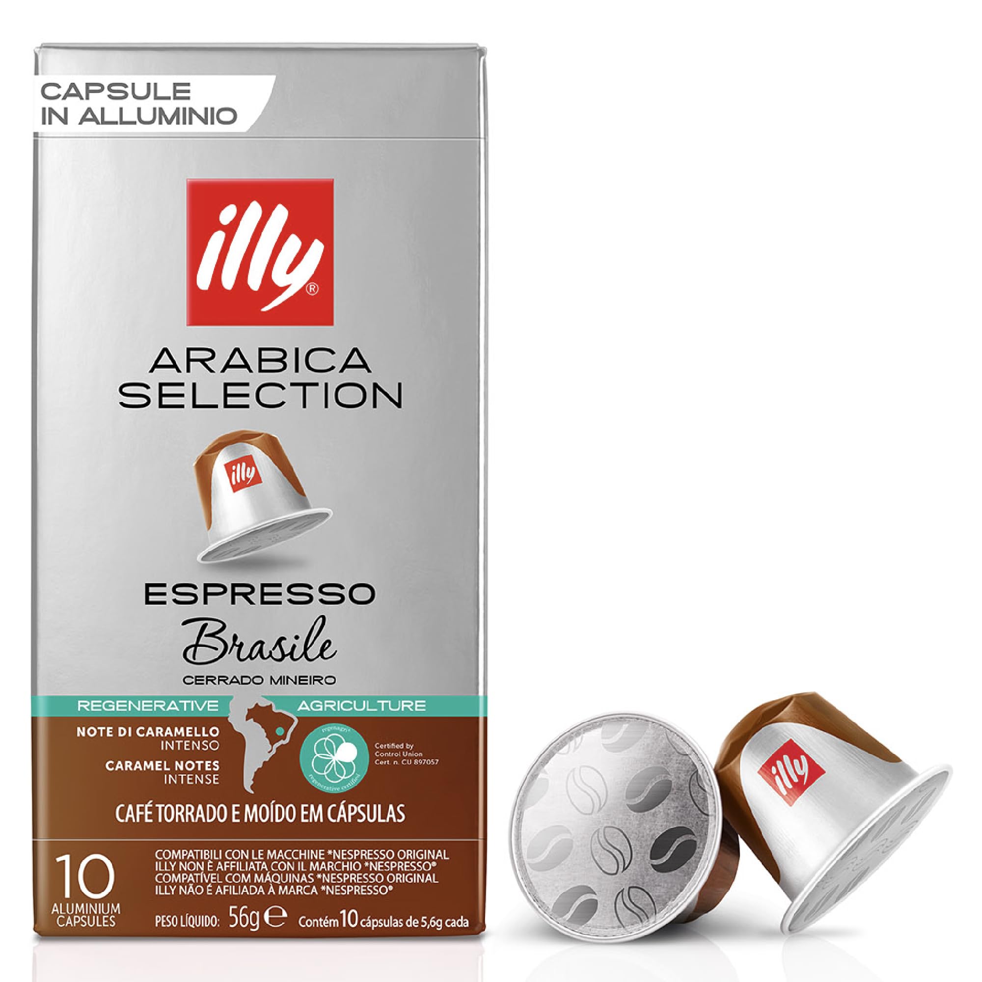 illy Brazil Cerrado Mineiro Coffee Capsules - Intensity 5/9 | Nespresso Original Compatible | 10 Count