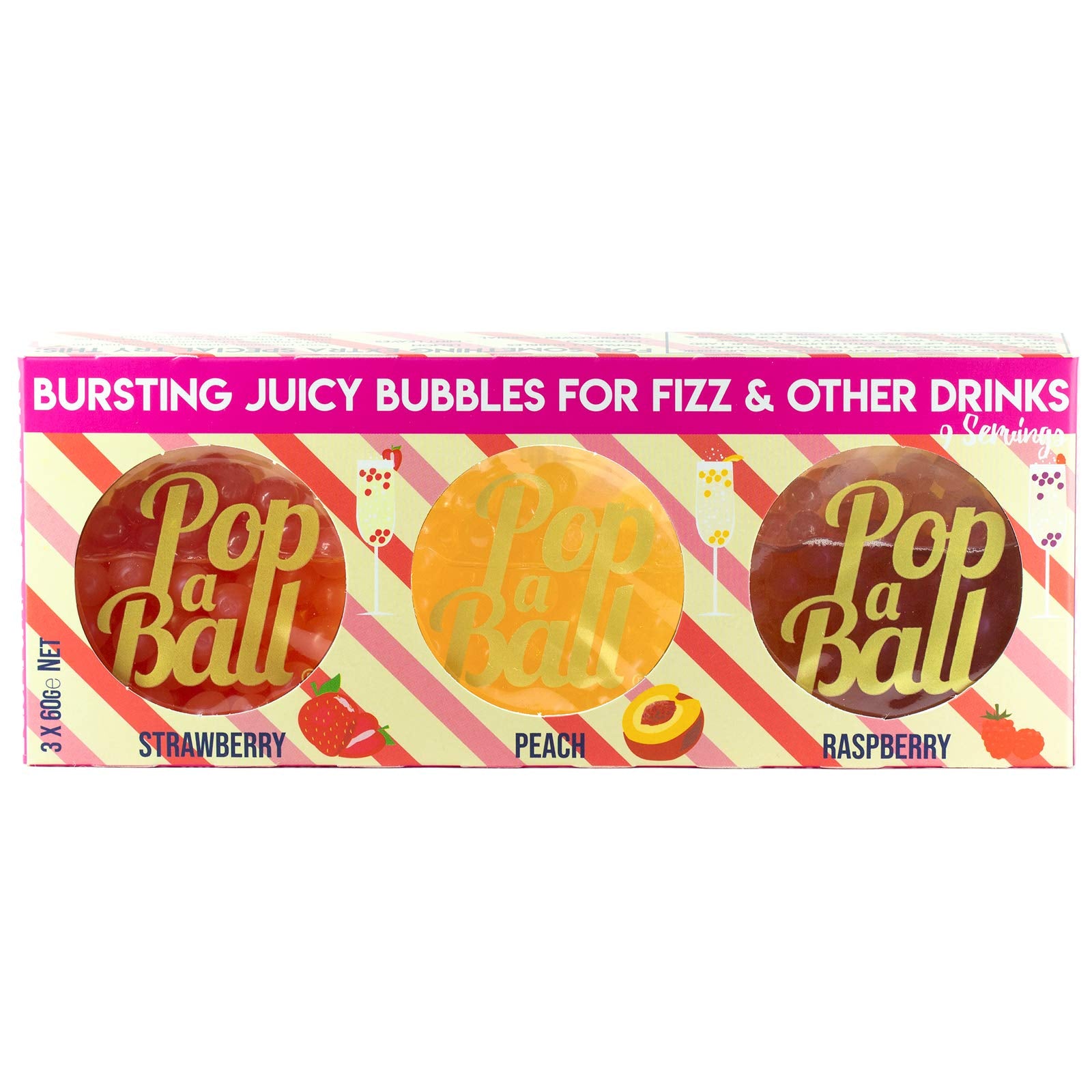 Popaball Bursting Bubbles for Prosecco, Gin & Mocktails - 3 x 60g (Strawberry, Raspberry, Peach) 7