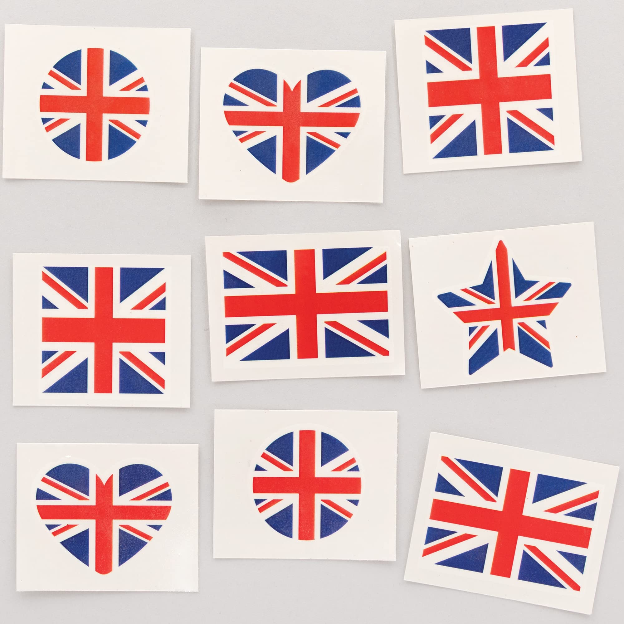 Baker Ross PJ153 Temporary Kids Union Jack Tattoos - Pack of 60 | Size 5cm x 4cm