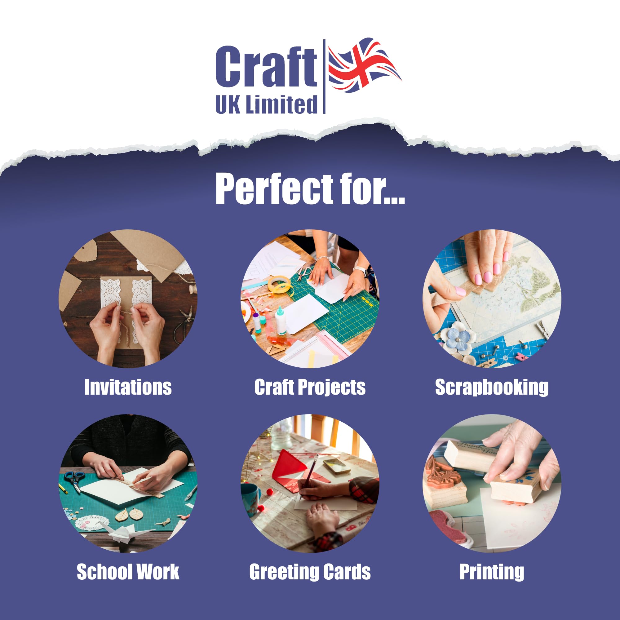 Craft UK White Cards & Envelopes 50 Count | 5 x 5 Size | Self Seal | Card Stock 5