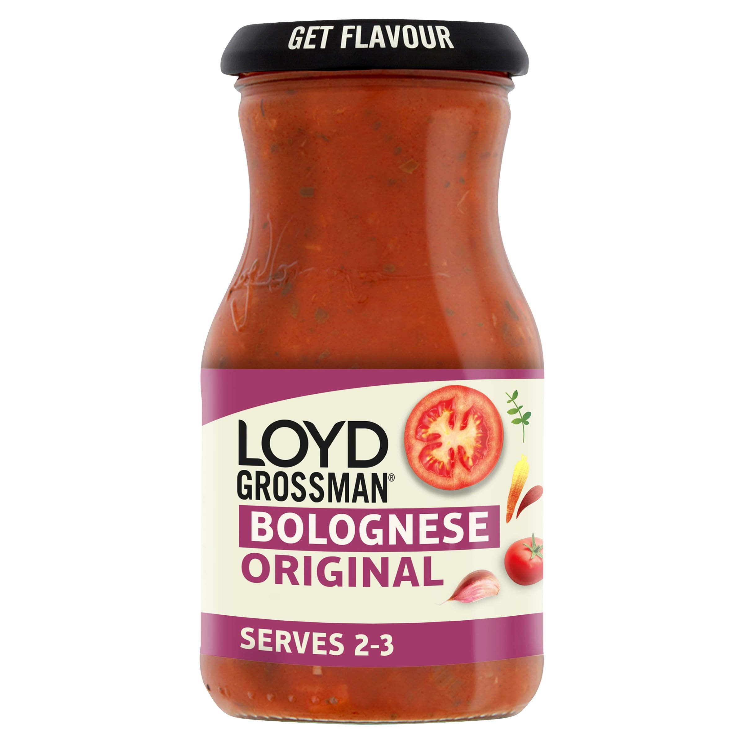 Loyd Grossman Original Italian Bolognese Pasta Sauce | Made with Italian Tomatoes & Basil | 350g Jar