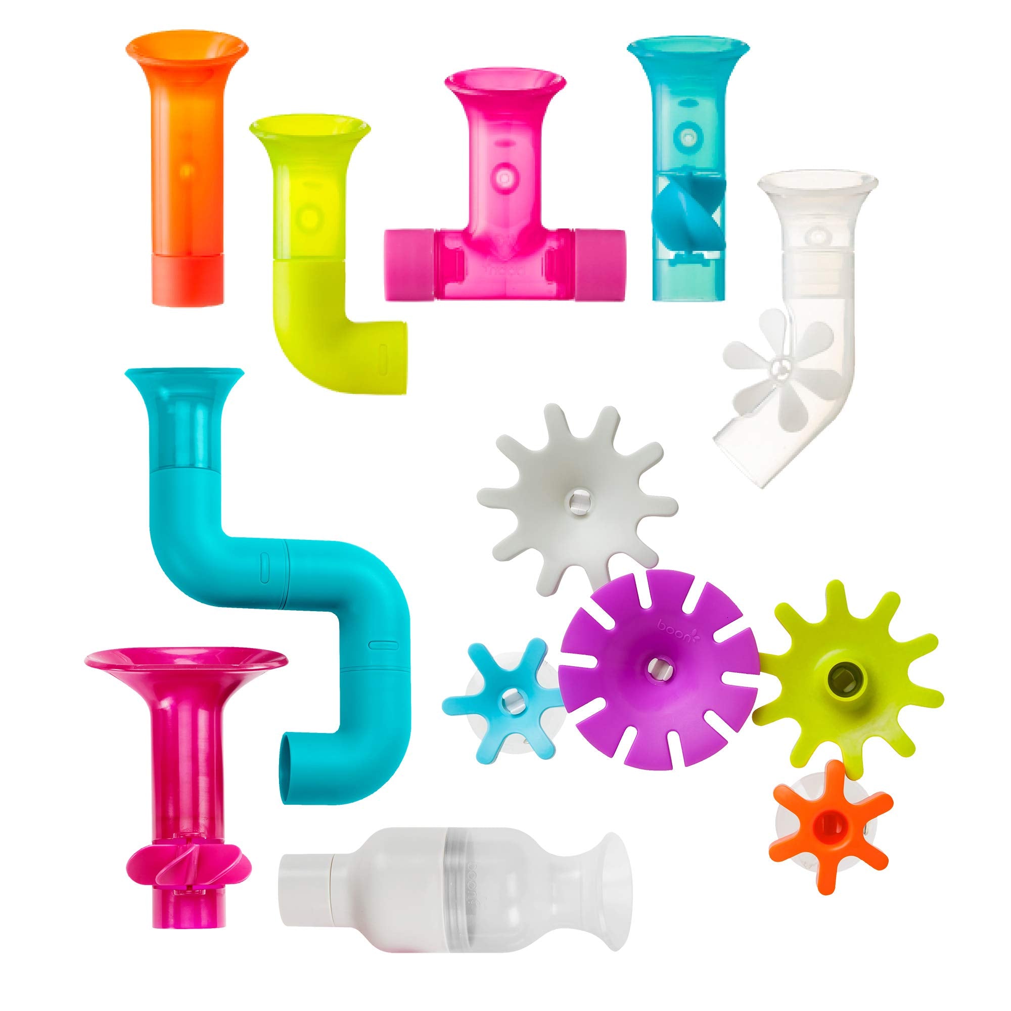 Boon Pipes, Cogs & Tubes Bath Toy Bundle - Multicolor Water Play Set for Babies and Toddlers