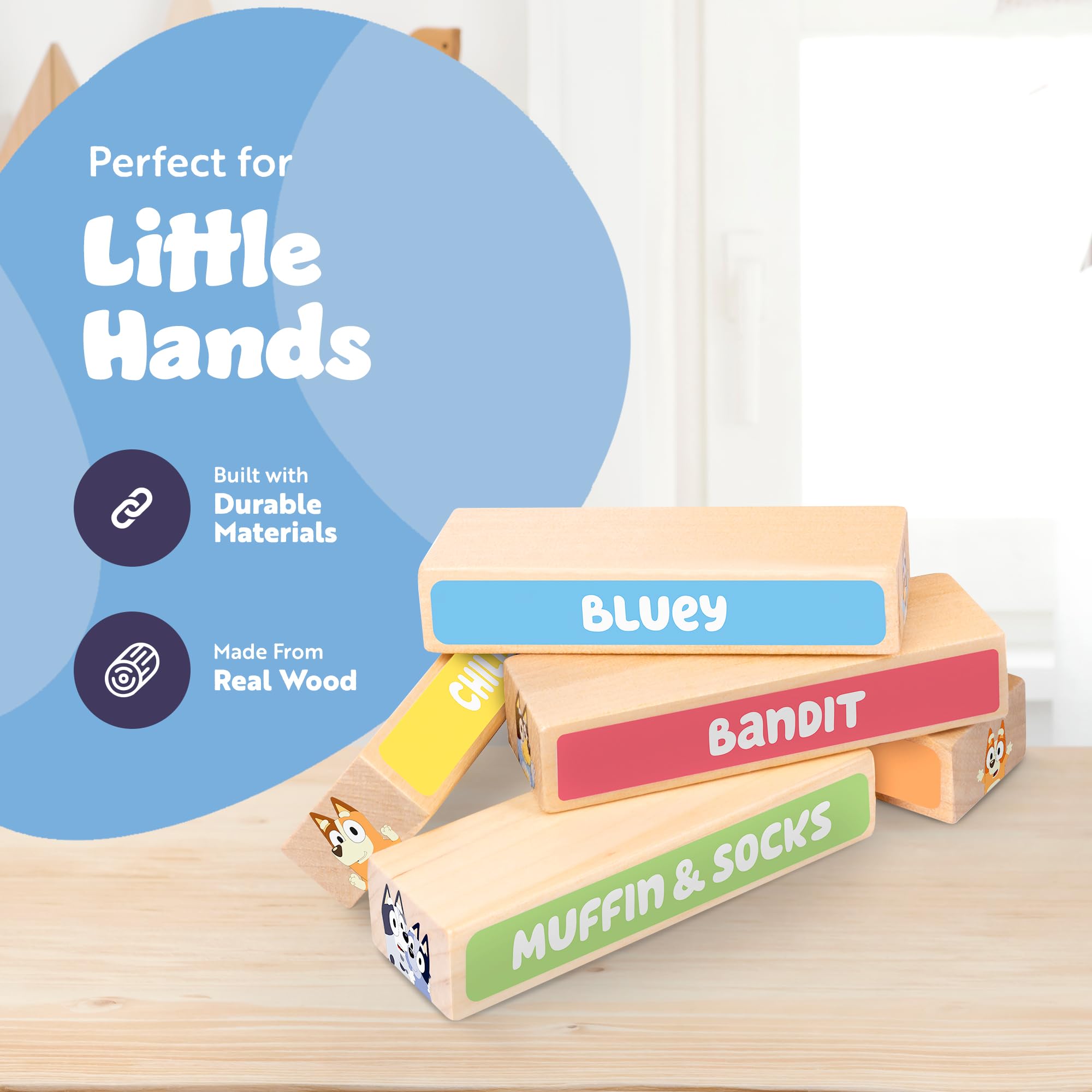 Bluey - Tumbling Tower Game 54 FSC-Certified Wooden Blocks 3