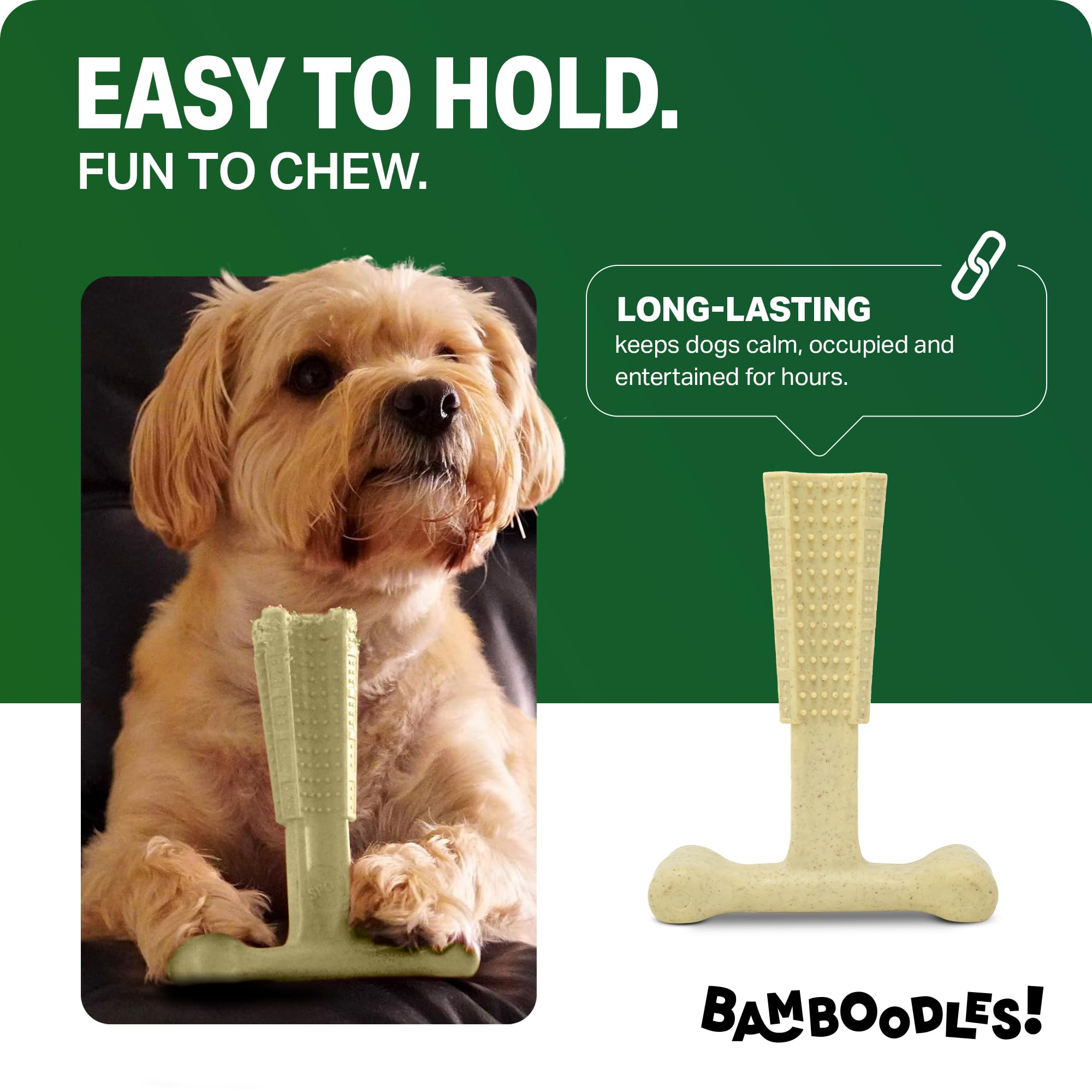 Bamboodles T-Bone Dog Chew Toy - Medium Size | Cheese Flavor | Heavy Duty 2