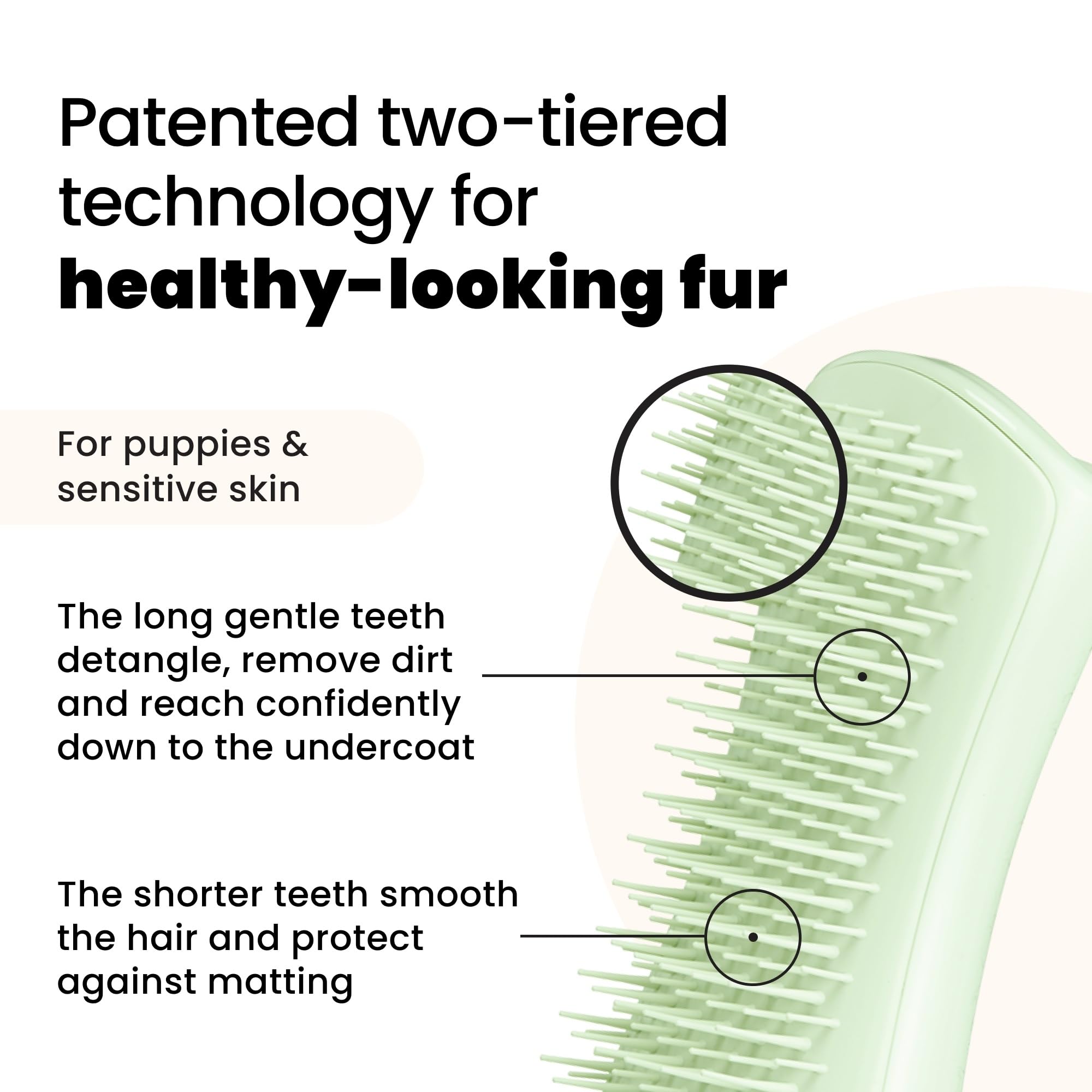 Pet Teezer Puppy Grooming Brush - Detangling | Gentle on Sensitive Skin | Mint