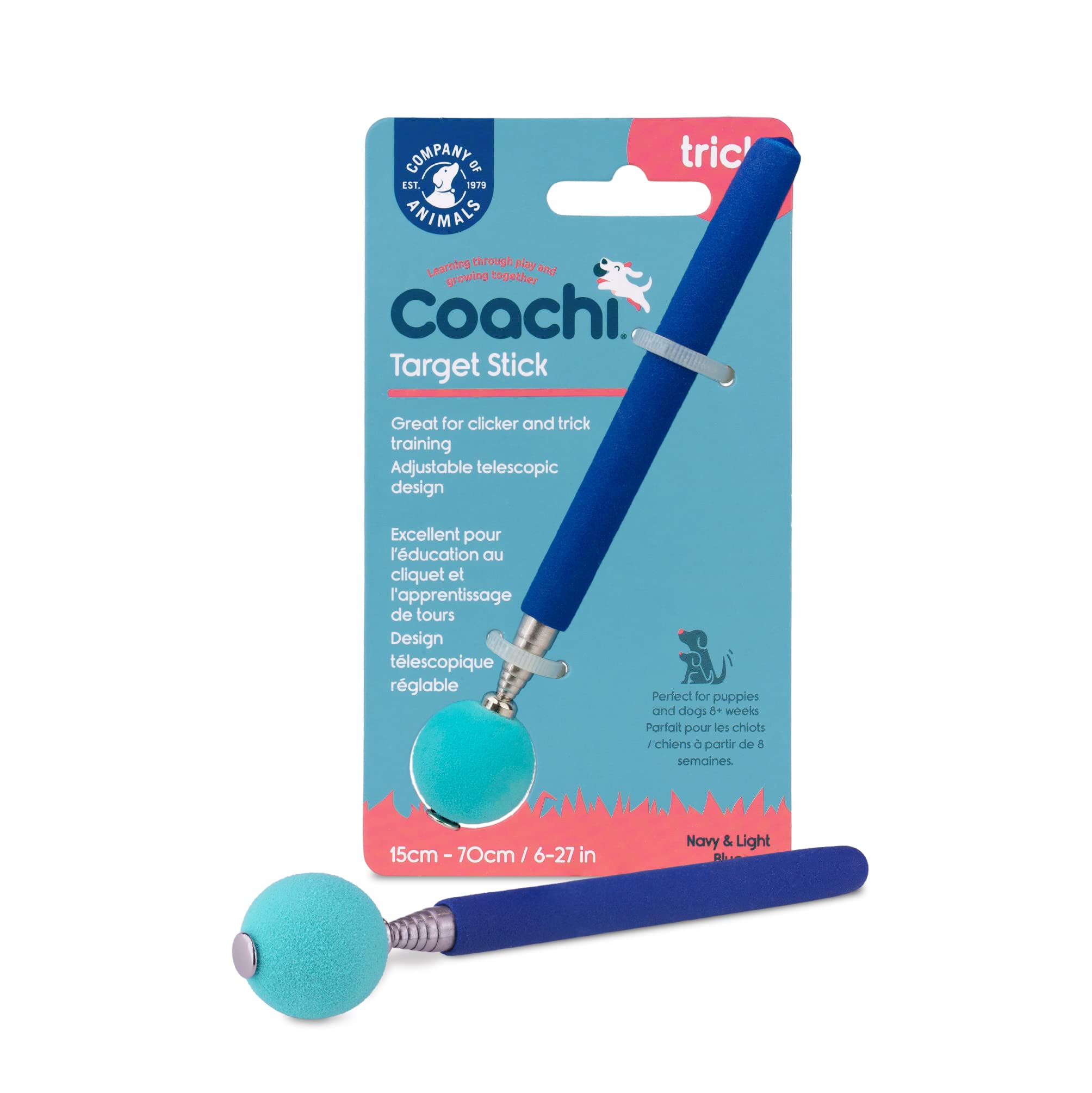 Coachi Telescopic Target Stick for Clicker & Agility Training | Navy/Light Blue | Extends to 70cm 1