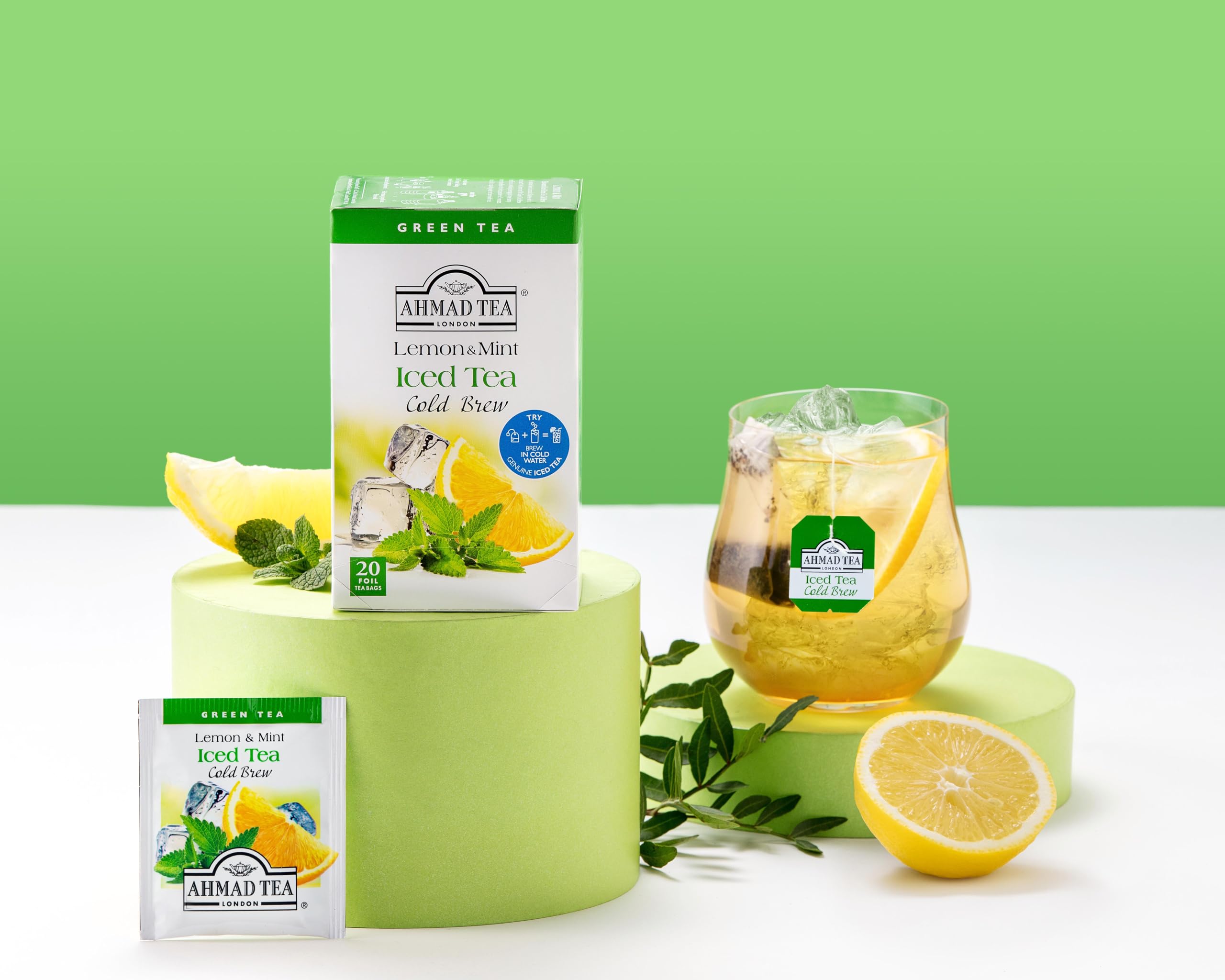 Ahmad Tea Lemon & Mint Cold Brew Green Tea - 20 Teabag Sachets