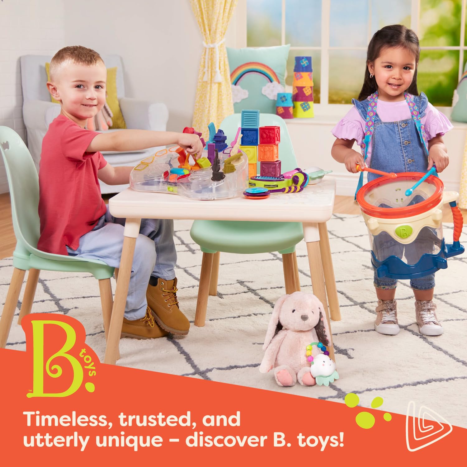 B. toys Grab-n-Go Truck Set - 2 Dump Trucks (Big & Mini) | Toddler Toy | Ages 1+ 7