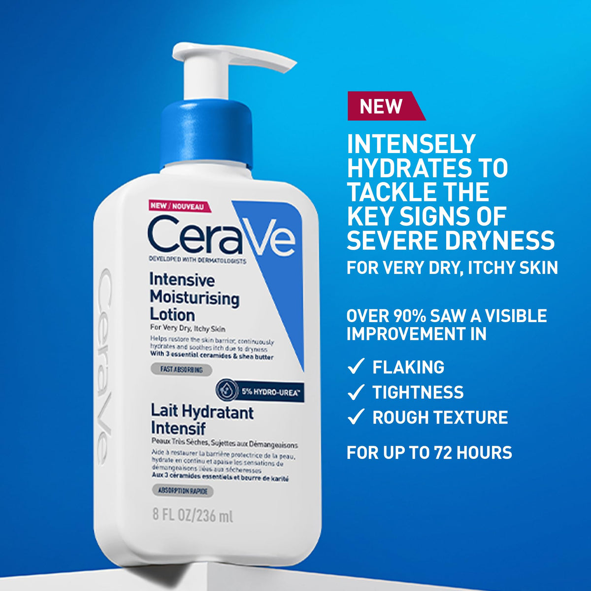 CeraVe Intensive Moisturising Lotion - 72 Hour Hydration, Strengthens Skin Barrier | 473 ml
