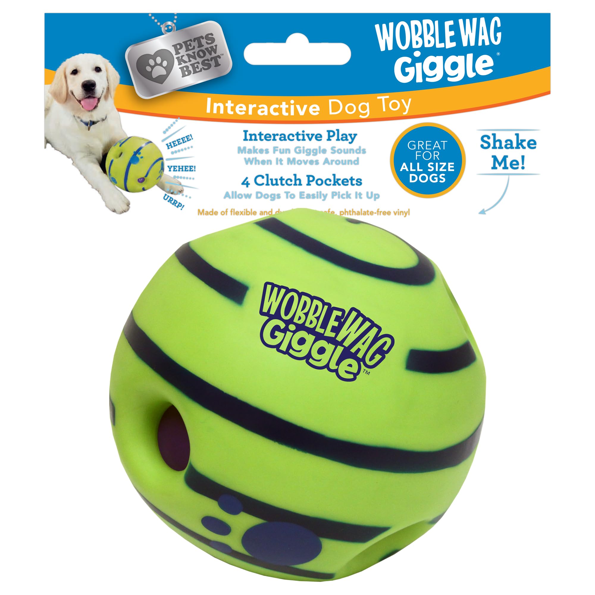 Wobble Wag Giggle Interactive Sound Dog Toy Ball | Medium Size | Green Vinyl 1