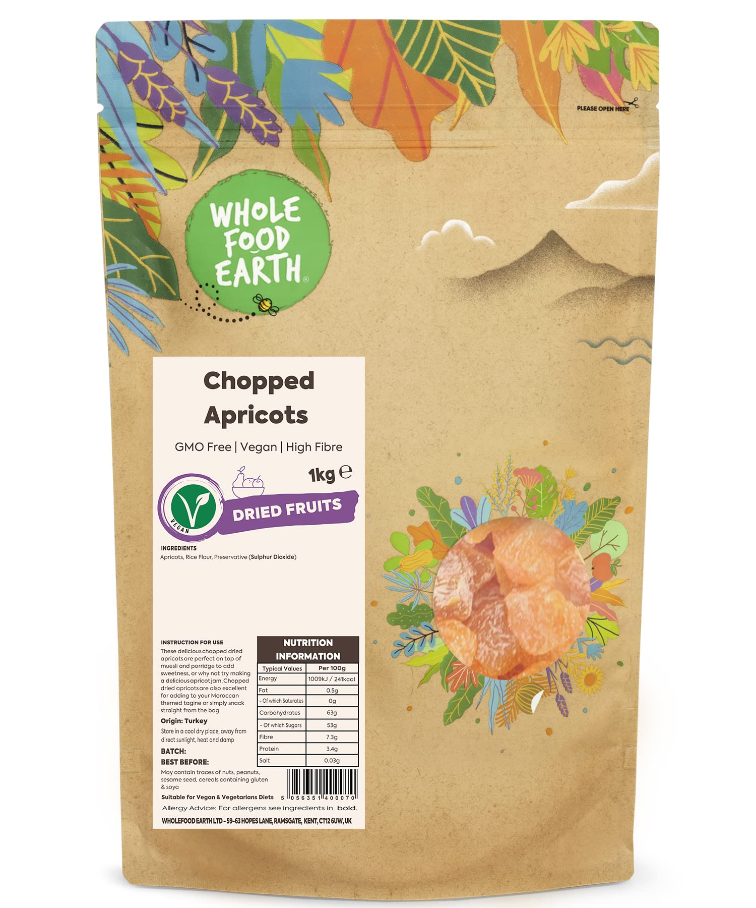 Wholefood Earth - Chopped Apricots (1 kg)