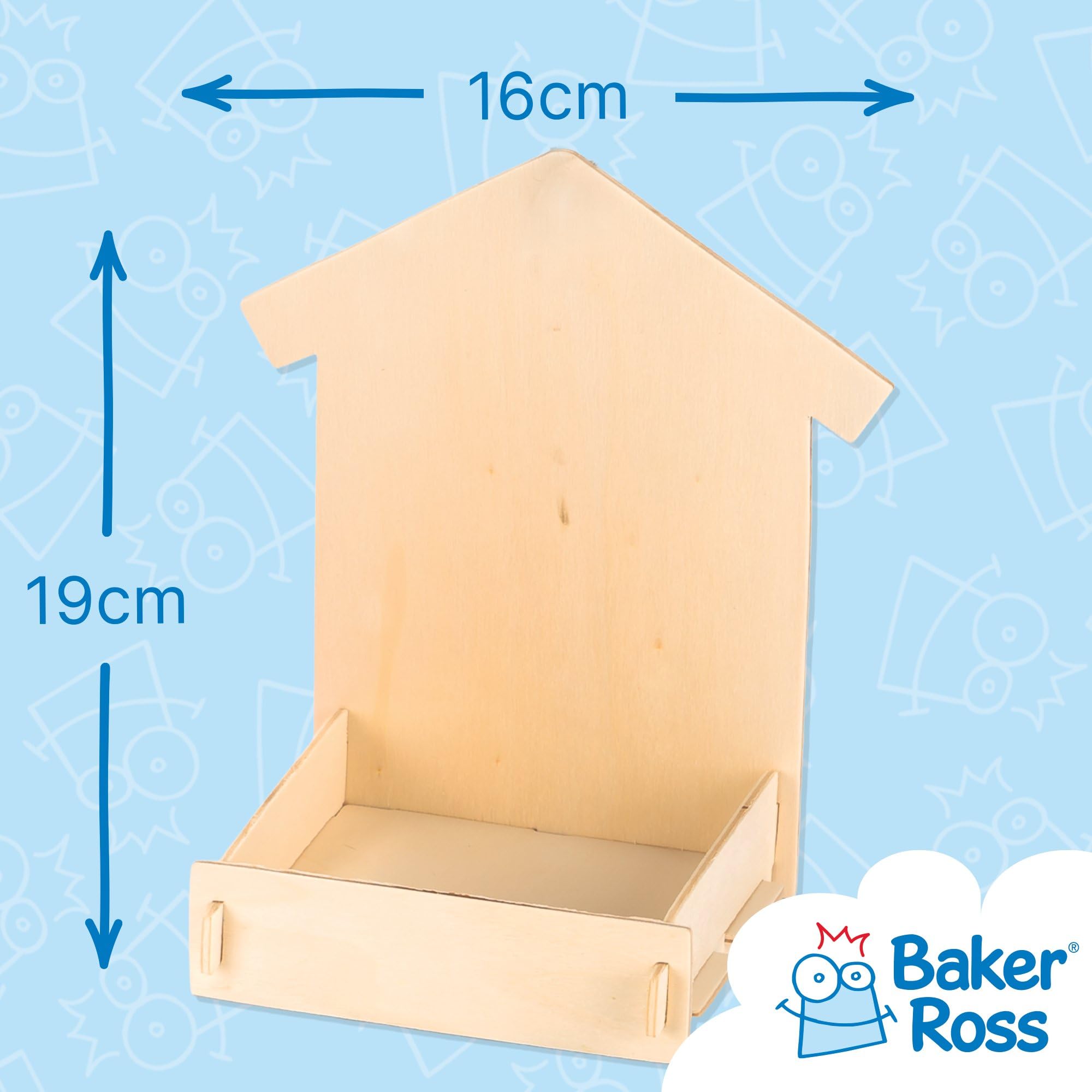 Baker Ross Mini Wooden Bird Feeder Kits - Paintable Craft Set | Pack of 3 | Customizable 3