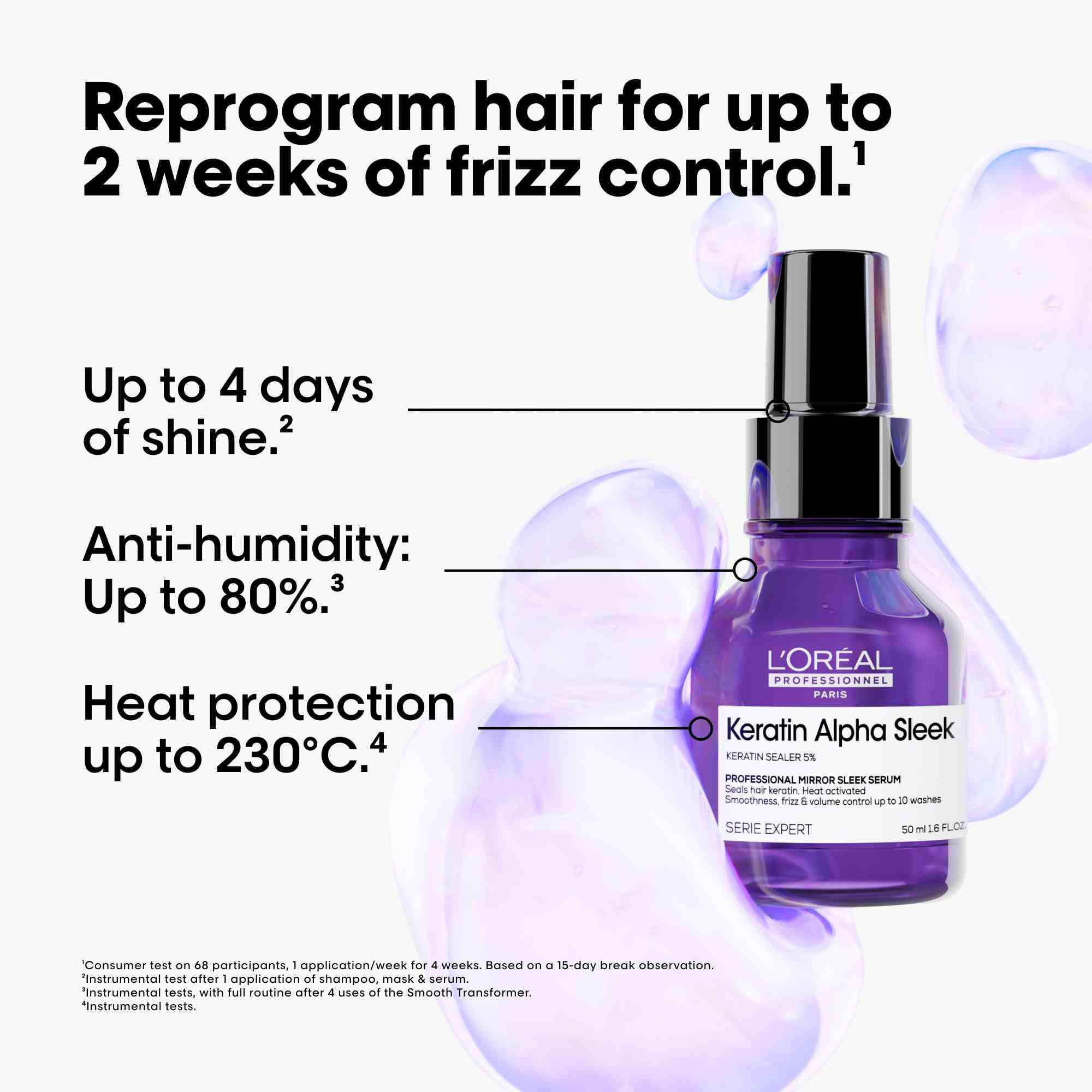 L'Oréal Professionnel Keratin Alpha Sleek Mirror Sleek Hair Serum - 50 ml | Heat Protection 230°C | Anti-Frizz 2