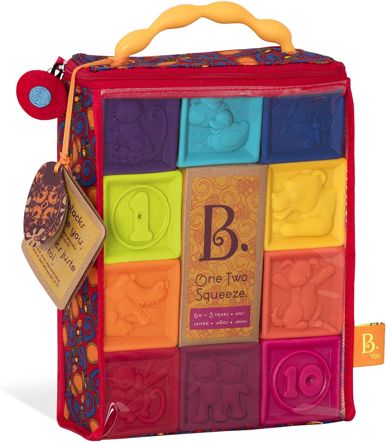 B. Toys One Two Squeeze Baby Blocks - 10 Soft Educational Stacking Blocks for Toddlers 6 Months+ 1