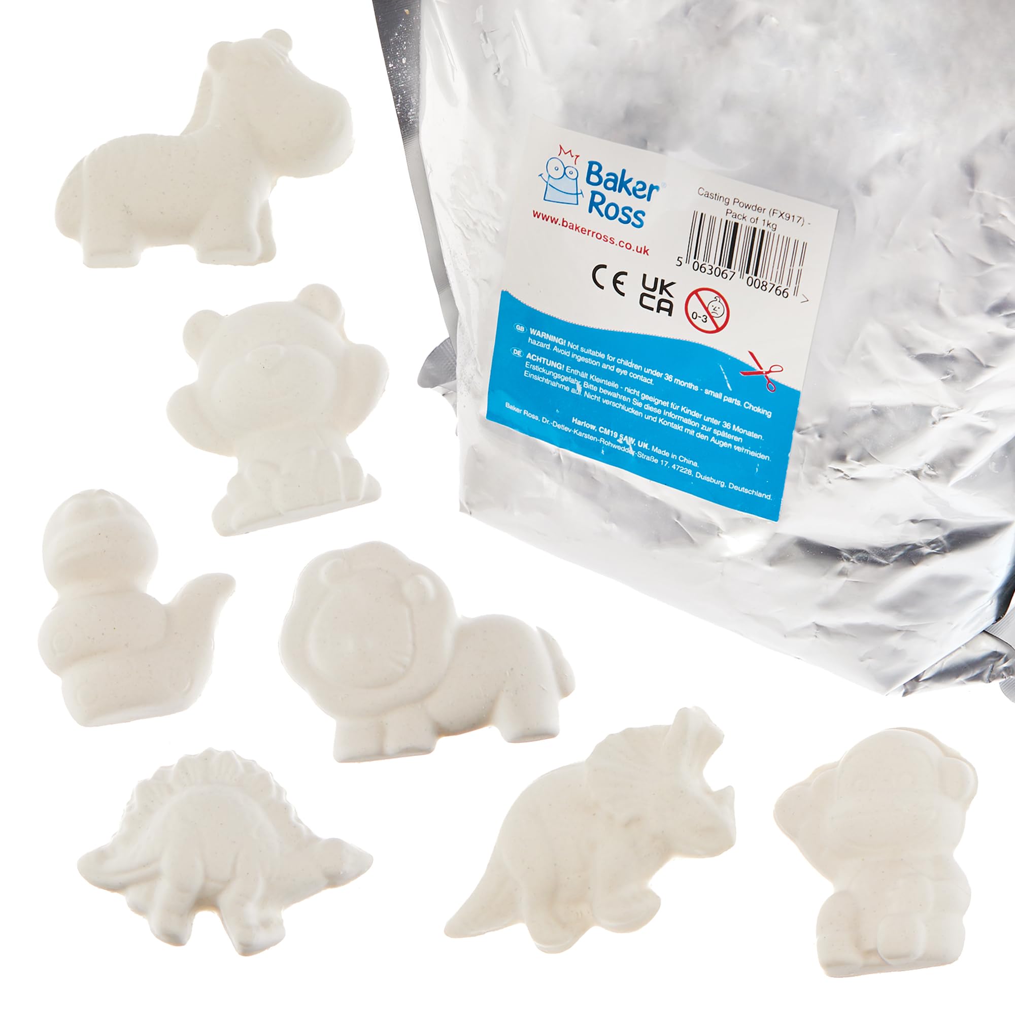 Baker Ross FX917 Casting Powder - 1kg for Moulds, Keepsakes, and Models