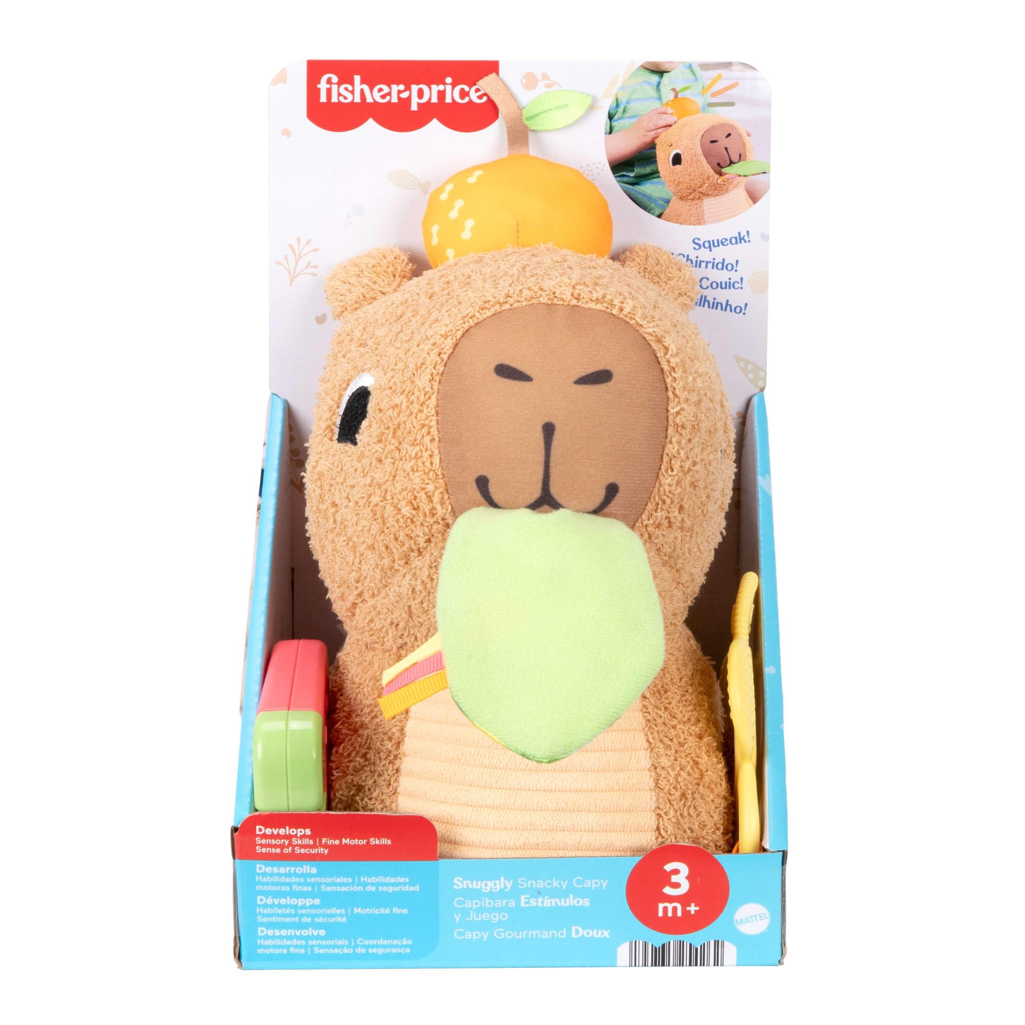 Fisher-Price Snuggly Snacky Capybara Plush - Sensory Baby Toy for 3+ Months 4