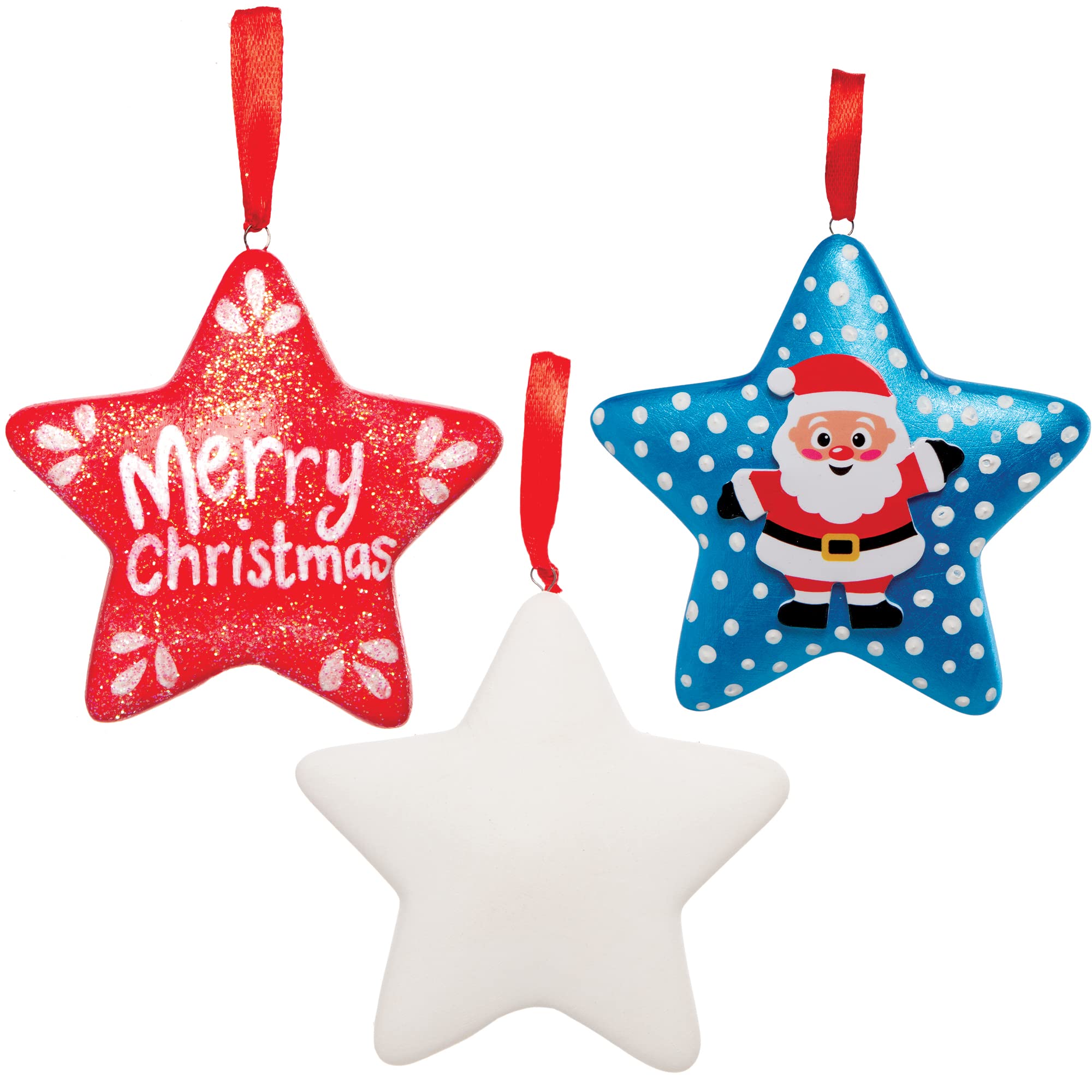 Baker Ross FC109 Christmas Star Ceramic Baubles - Pack of 4, Make Your Own Craft Kit 10