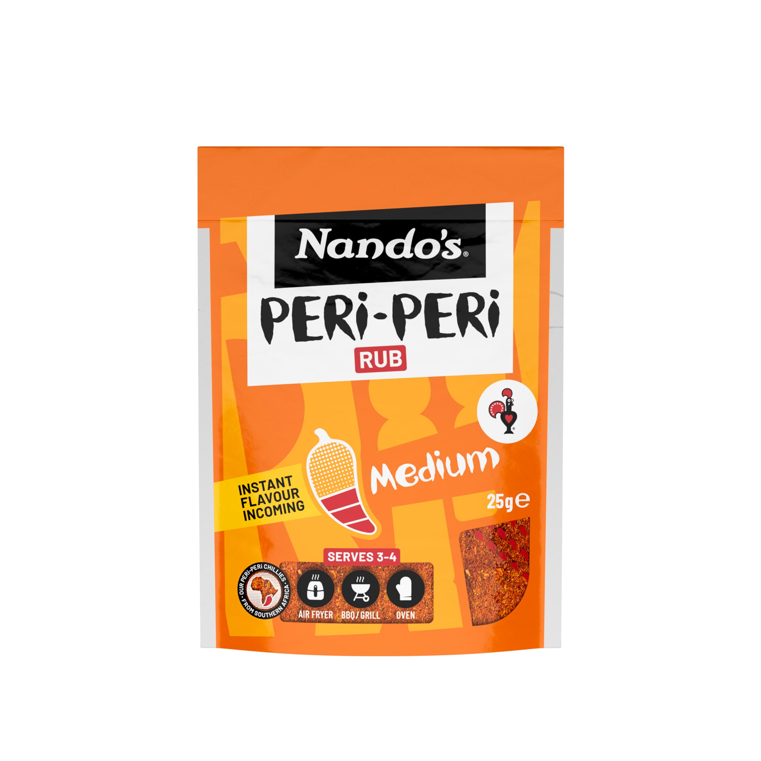 Nando's Medium Peri Peri Poultry Seasoning Rub - Gluten Free, Medium Chilli Heat | 25g Powder 1