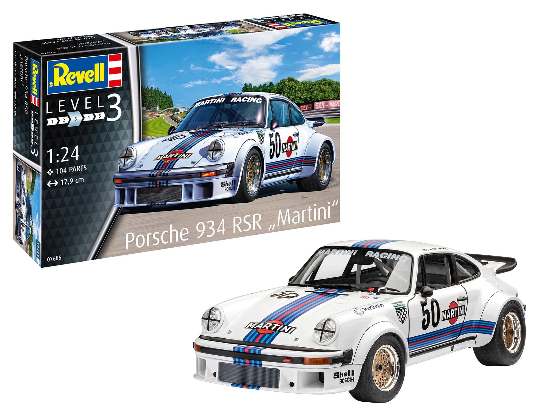Revell Porsche 934 RSR 'Martini Racing' 1:24 Plastic Model Kit - Building Toy for Ages 3+ 11