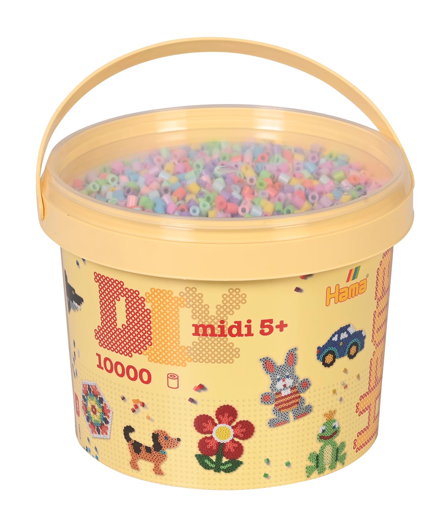 Hama Midi Fuse Beads - Pastel Mix Bucket | 10,000 Pieces | Ages 5+