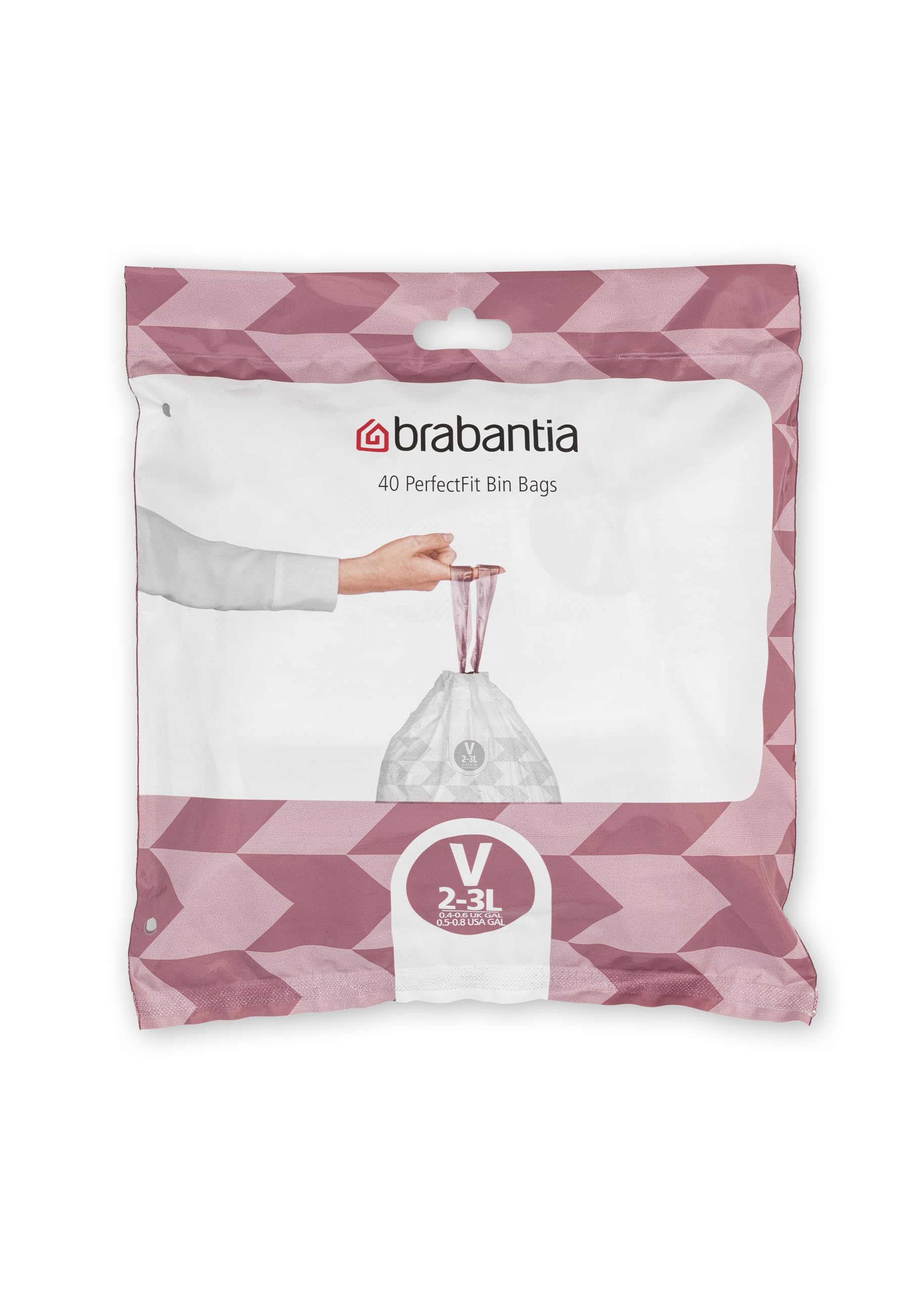 Brabantia PerfectFit Bin Liners - Tear-Resistant Plastic Bags with Tie Tape, 3 Litre, 40 Count, White 1