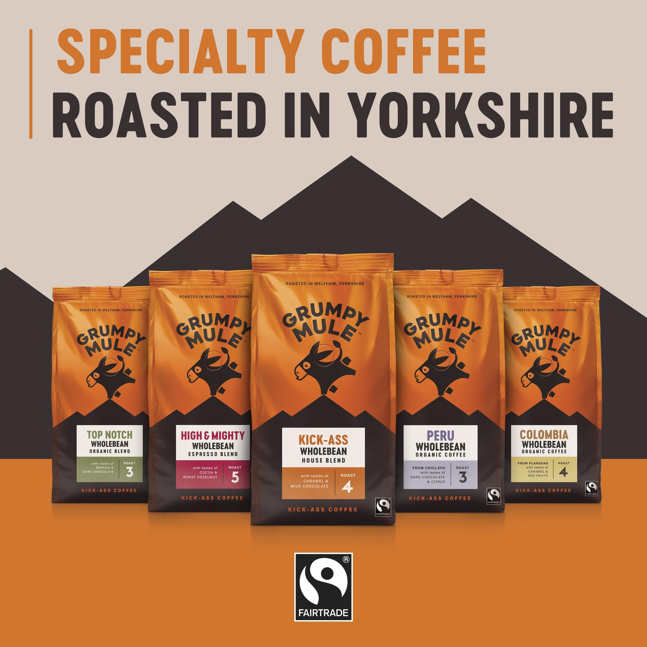 Grumpy Mule Top Notch Organic Blend Whole Coffee Beans - Berries & Dark Chocolate Notes | 1kg 4