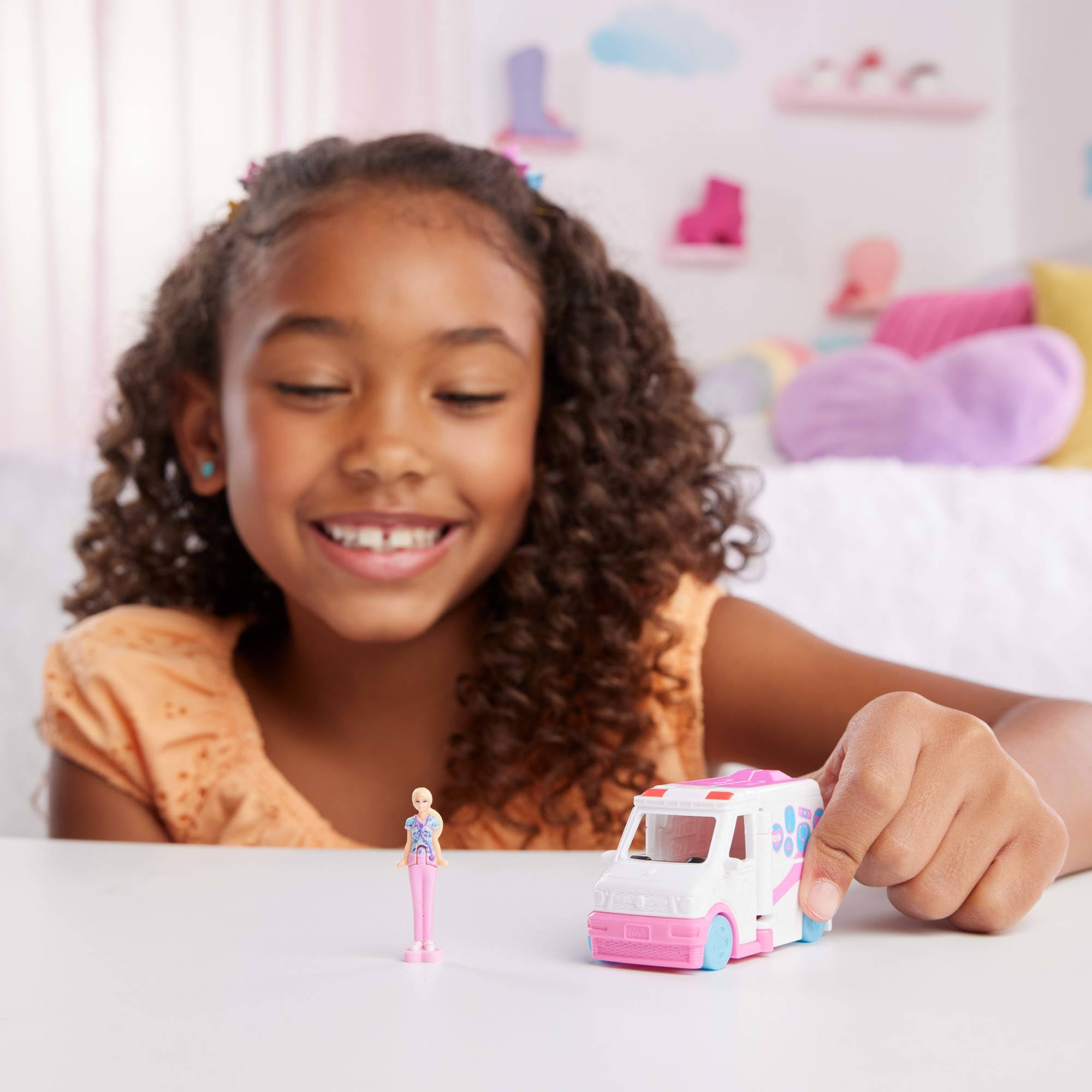 Barbie Mini BarbieLand Doll & Toy Vehicle Set - Color-Change Care Clinic Playset for Ages 4+ 5
