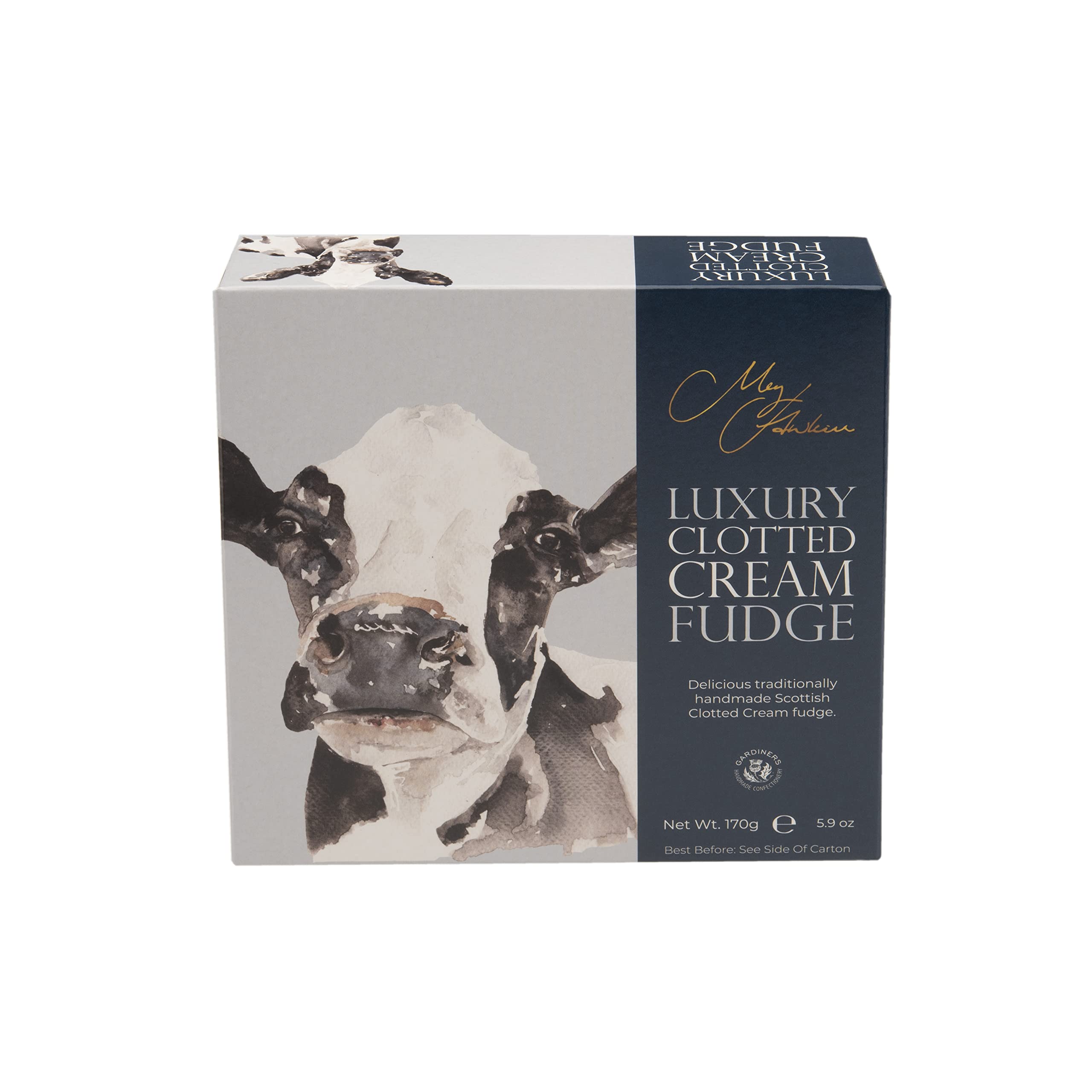 Gardiners of Scotland Fresian Cow Clotted Cream Fudge – 170 g luxuriöses, handgemachtes schottisches Fudge in einem von Künstlern entworfenen Geschenkkarton