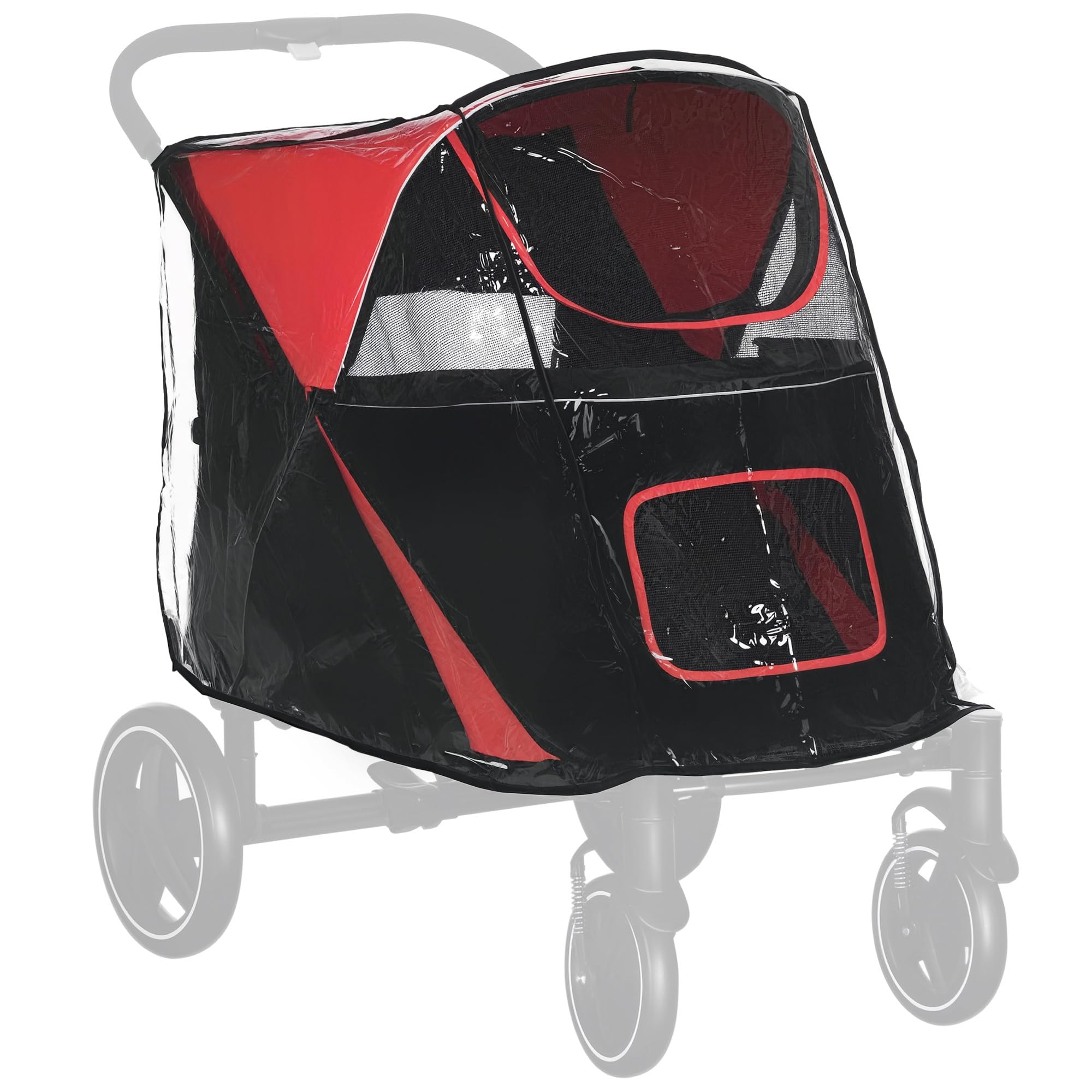 PawHut Dog Stroller Rain Cover - Transparent Plastic | Fits D00-167V01RD/D00-167V00CG | Foldable