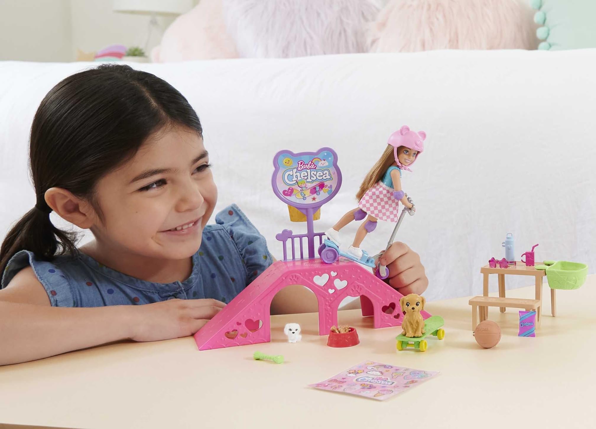 Barbie Chelsea Doll Skatepark Playset with 2 Puppies, Scooter & Skateboard - Ages 3+ 9