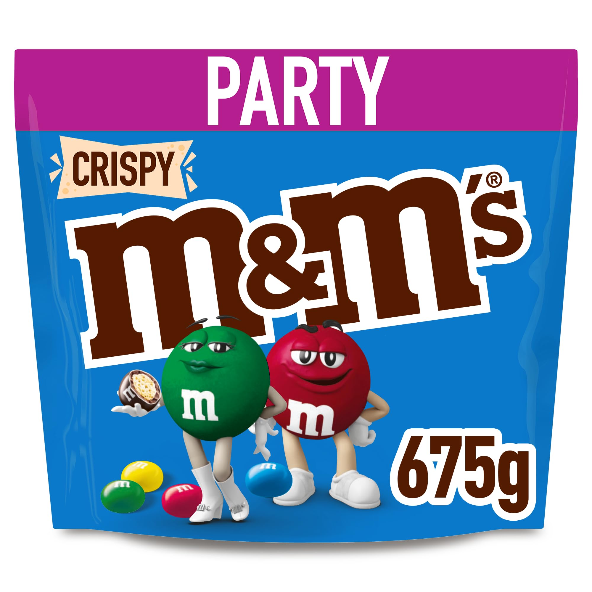 M&M's Crispy Chocolate Party Bag - Crispy Puffed Rice Centre | 675g Bulk Bag