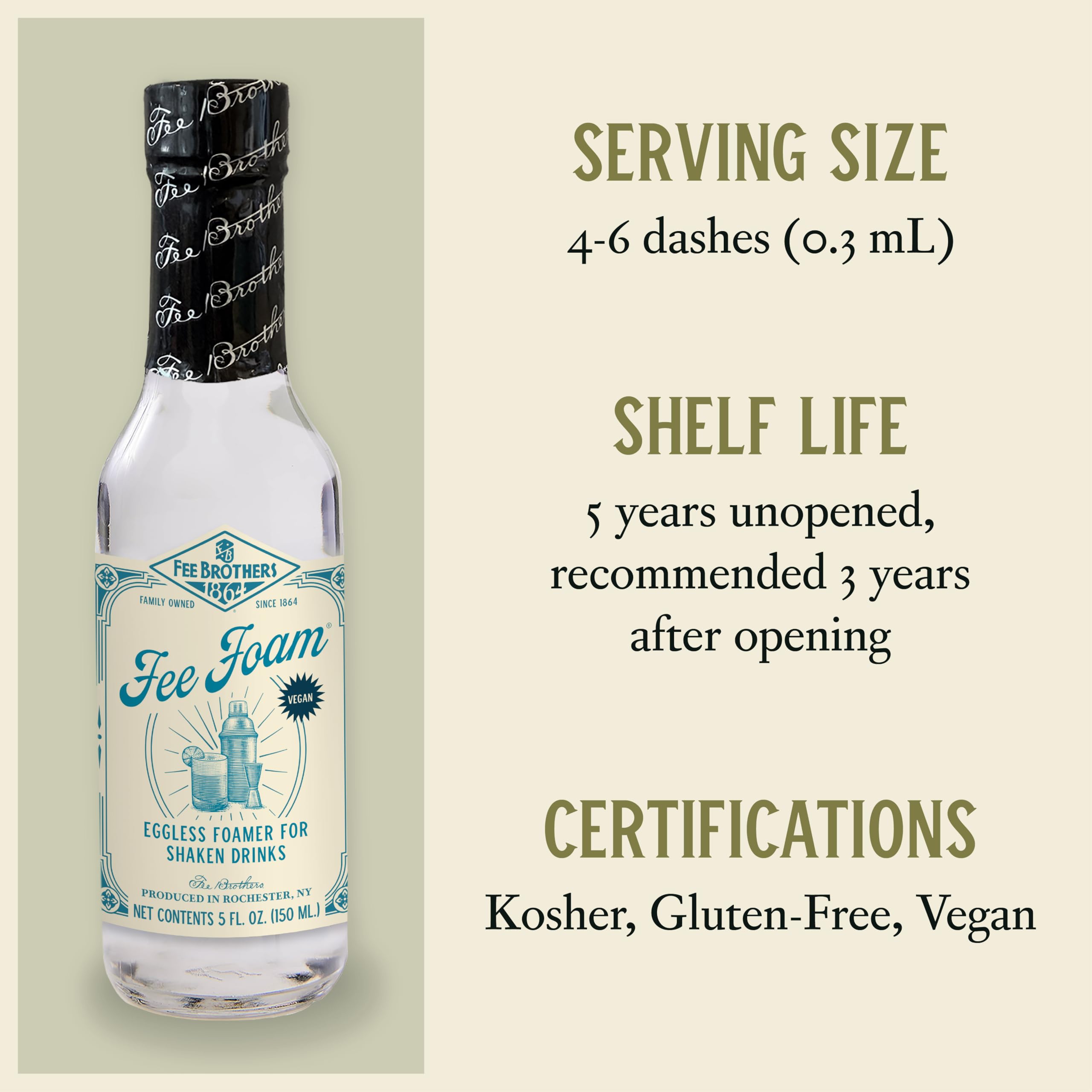 Fee Brothers Fee Foam Bitters - Premium Cocktail Foamer | 15cl | Egg-White Substitute 6