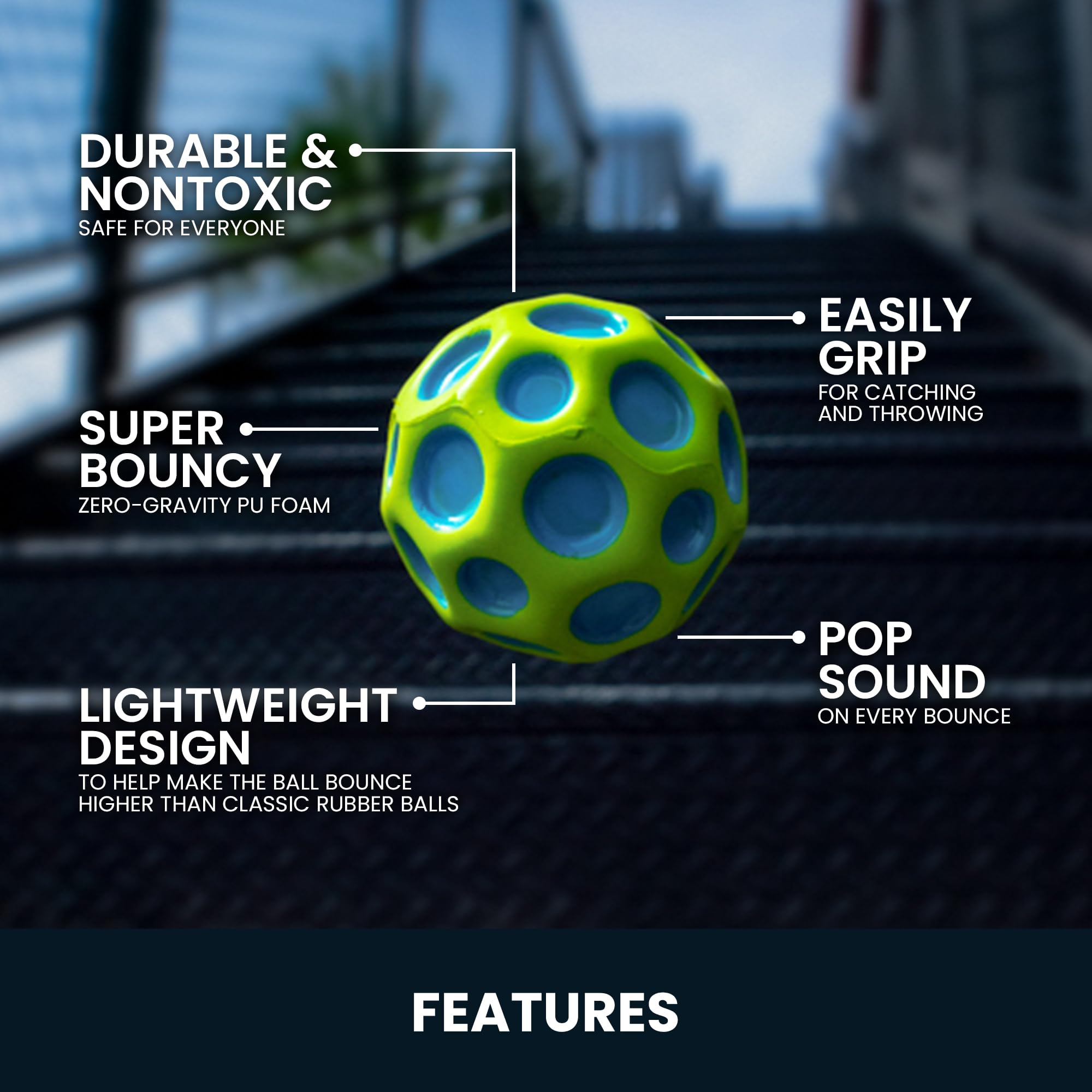 Waboba The Original Moon Ball - Hyper Bouncy Ball for All Ages | Rainbow | 65mm 4