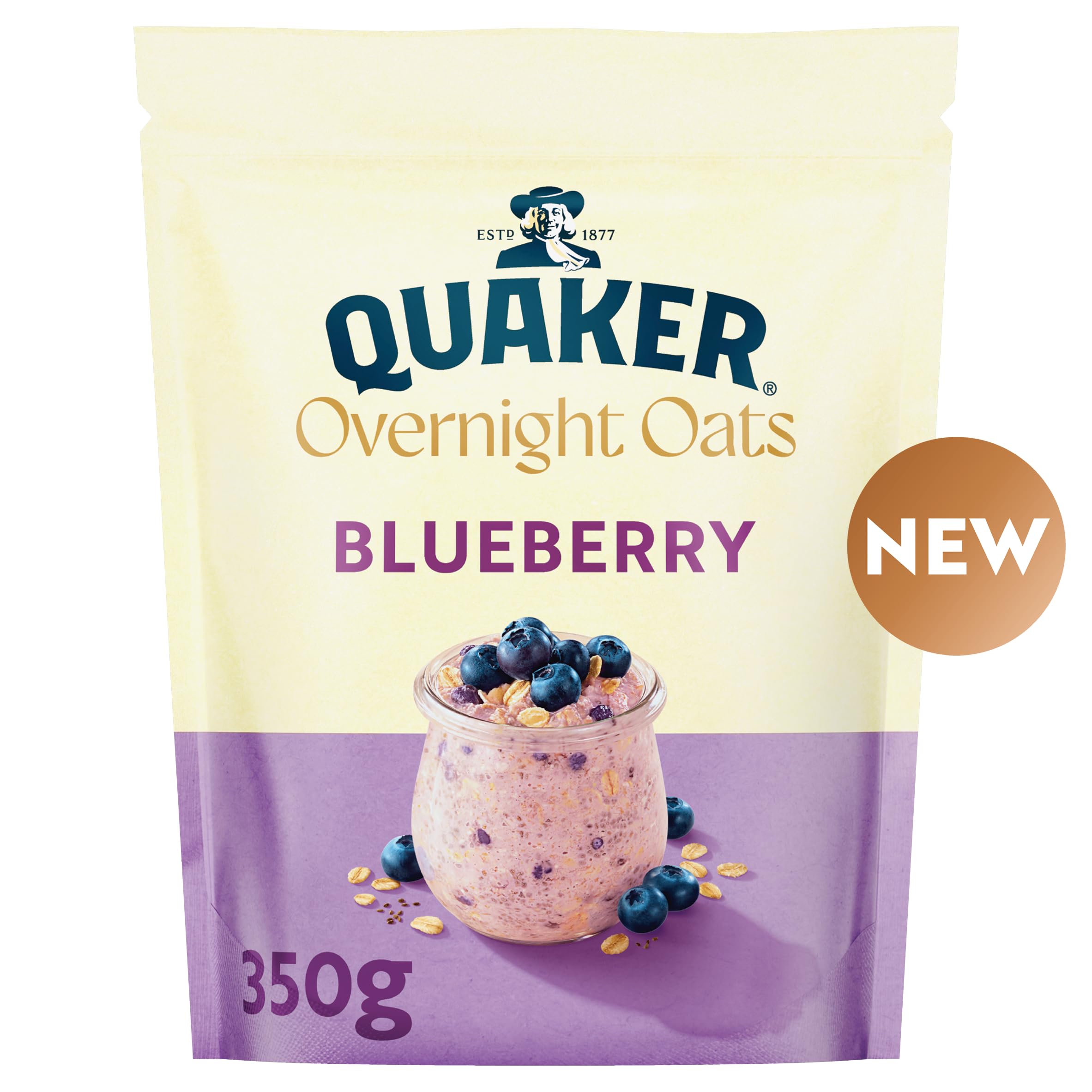 Quaker Overnight Oats Blueberry Cereal - Source of Fibre | Natural Energy Release | 350g 9