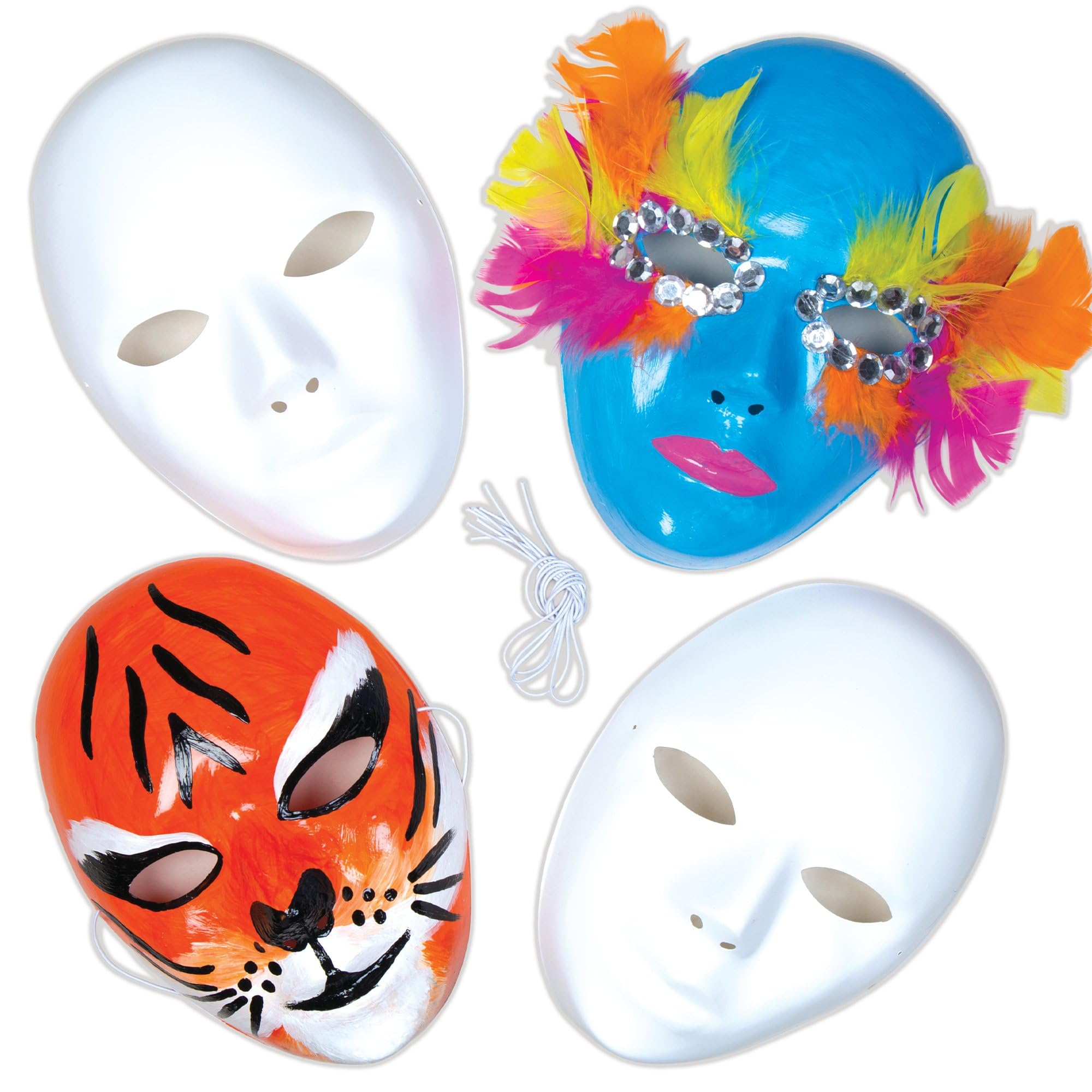 Baker Ross E1144 Blank Plastic Face Masks for Kids to Decorate - Pack of 6 | 20cm x 15cm
