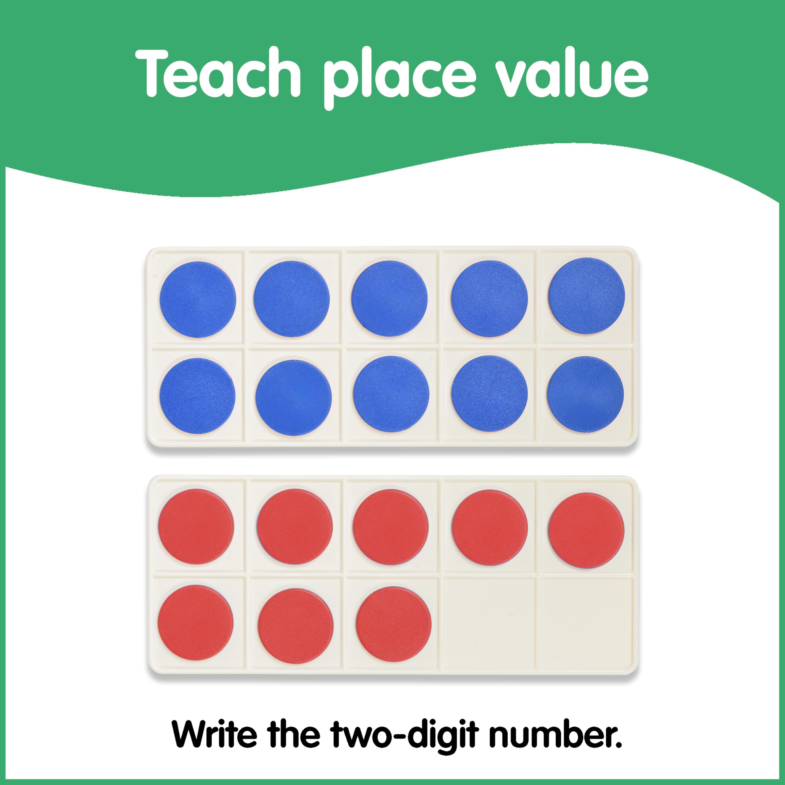 edxeducation Ten Frame Classroom Set - 16 Frames & 160 Two-Color Counters | Plastic 6