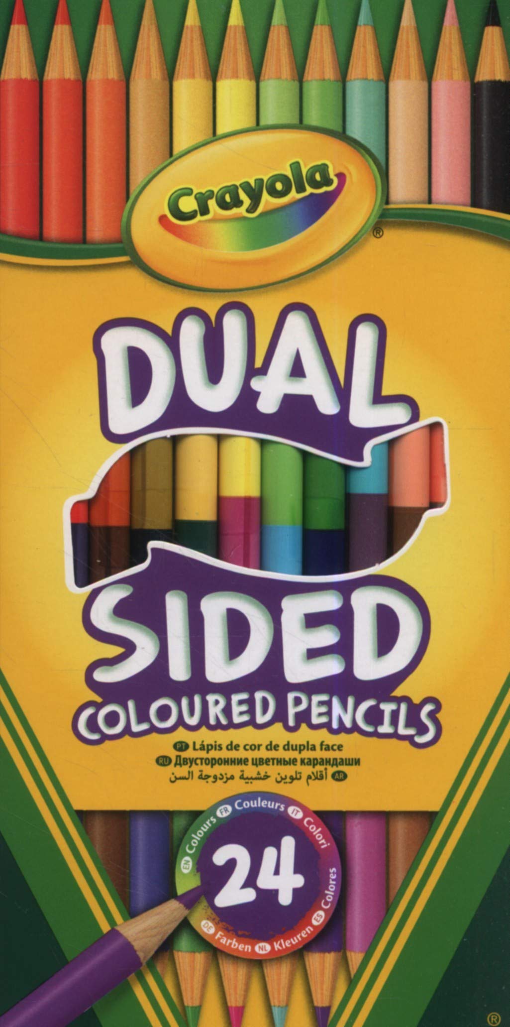 CRAYOLA Dual-Sided Colouring Pencils - 12 Pencils (24 Colours) | Thick Soft Lead | Ages 3+