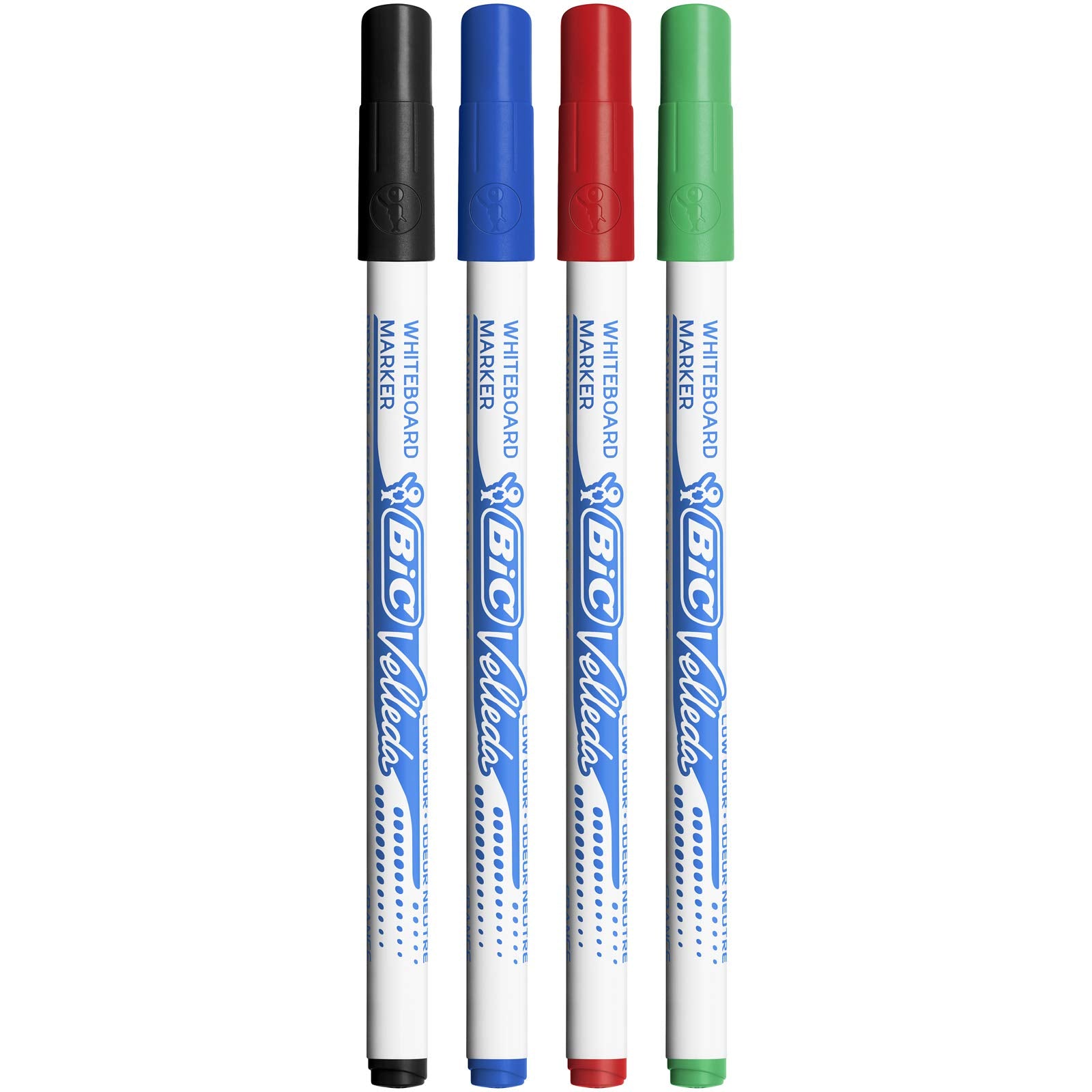 BIC Velleda 1721 Dry Erase Markers - Fine Bullet Tip, Odourless | Assorted Colours (4 Pack) 4