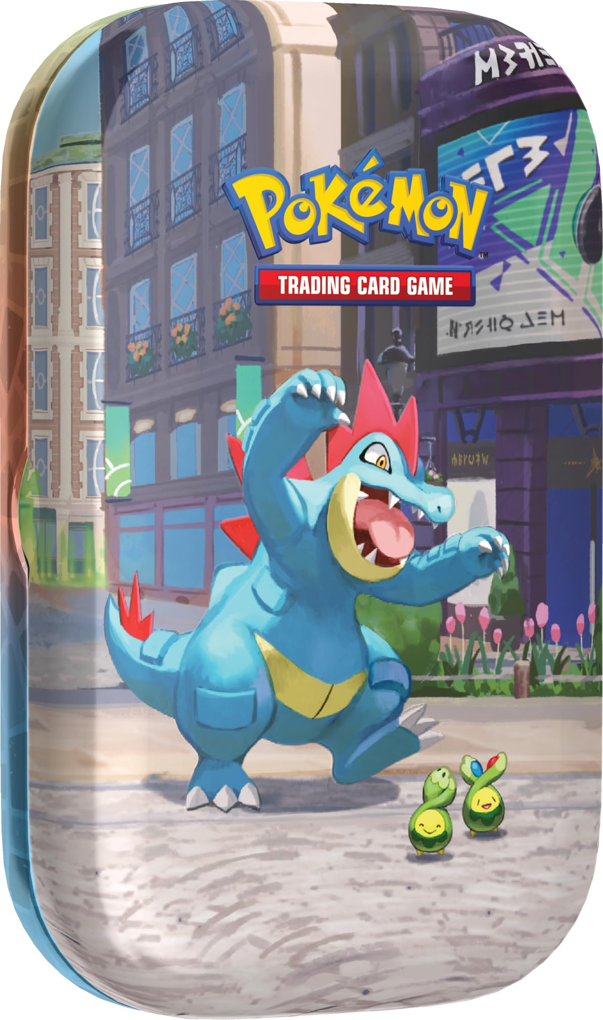 Pokémon TCG: Lumiose City Mini Tin - Feraligatr & Budew | 2 Booster Packs | Ages 6+
