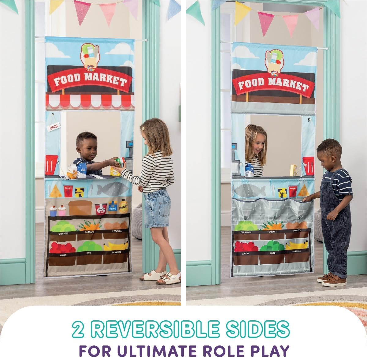 Playhouse Pop Up Play Town Hanging Doorway Food Market Role Play Curtain 6