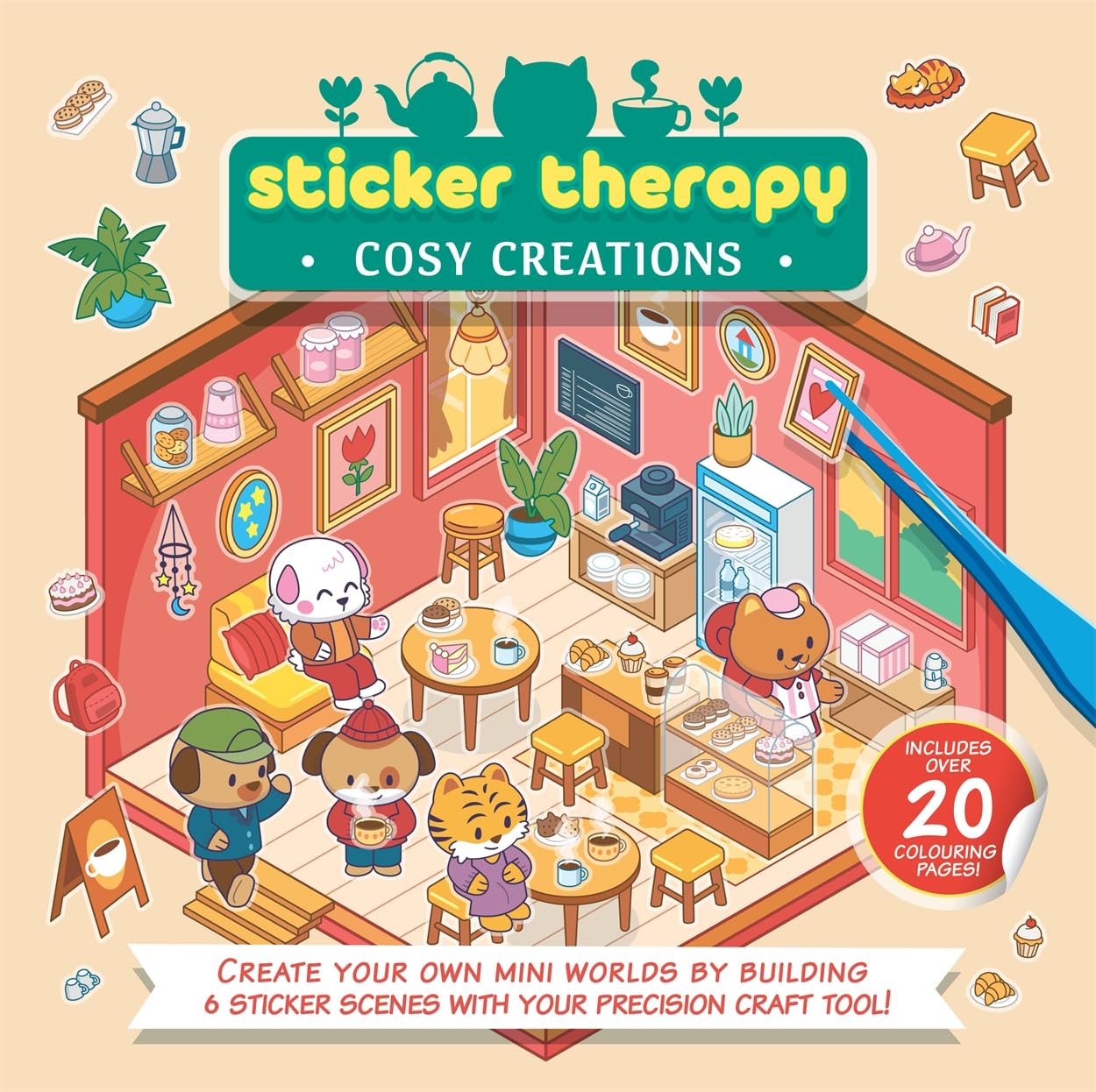 SparkPool Sticker Therapy: Cosy Creations - 2-in-1 Sticker & Colouring Book | Hardcover | English 1