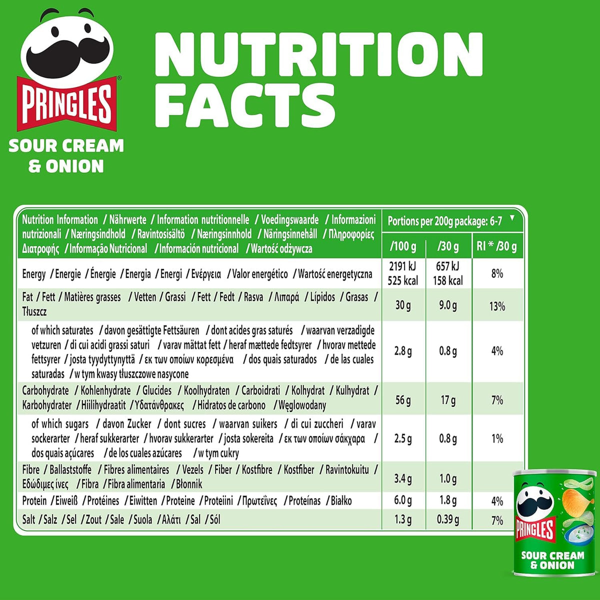 Pringles Sour Cream & Onion Crisps - 12 x 40g
