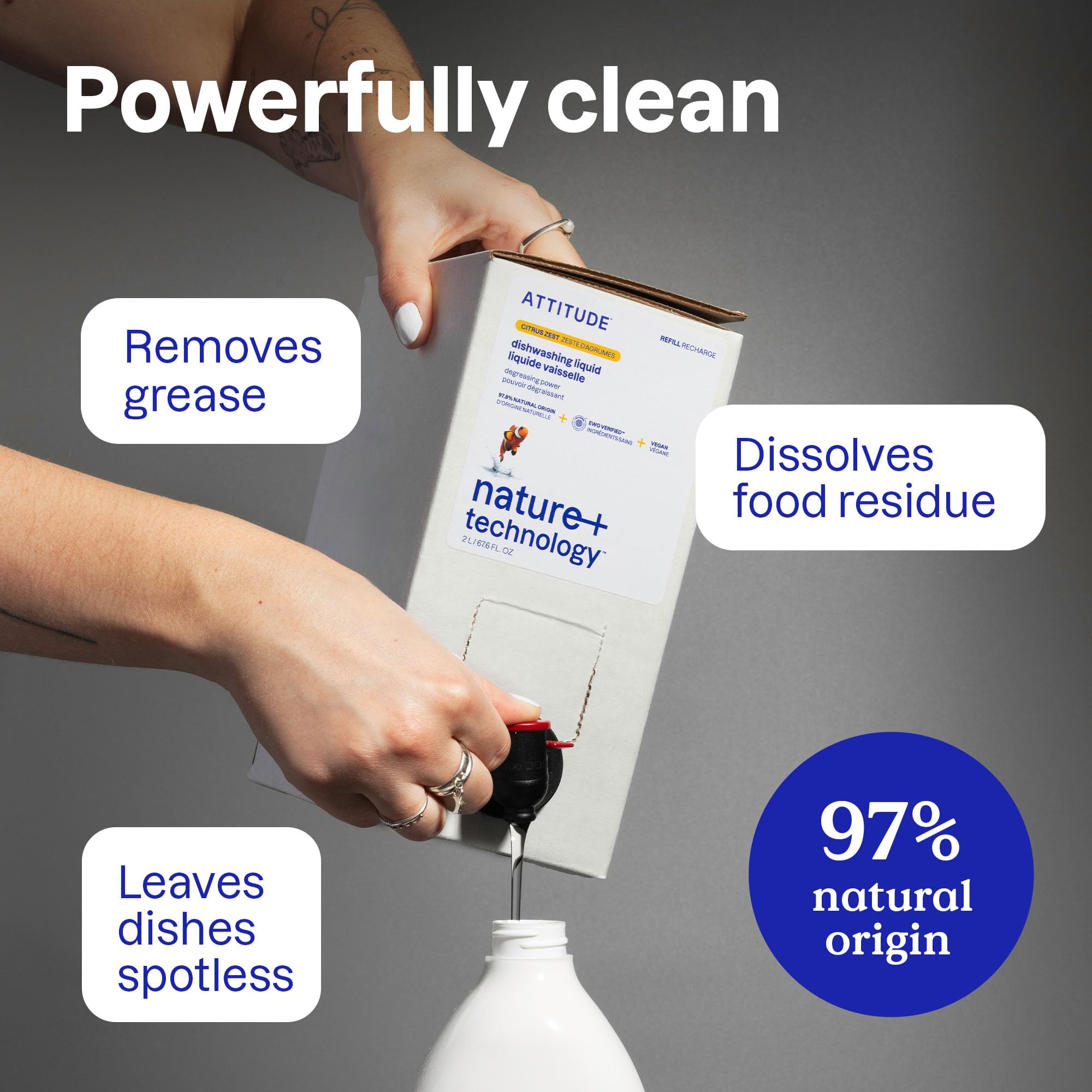 ATTITUDE Washing-Up Liquid - EWG Verified, Plant-Based, Wildflowers Scent | 700 ml 3