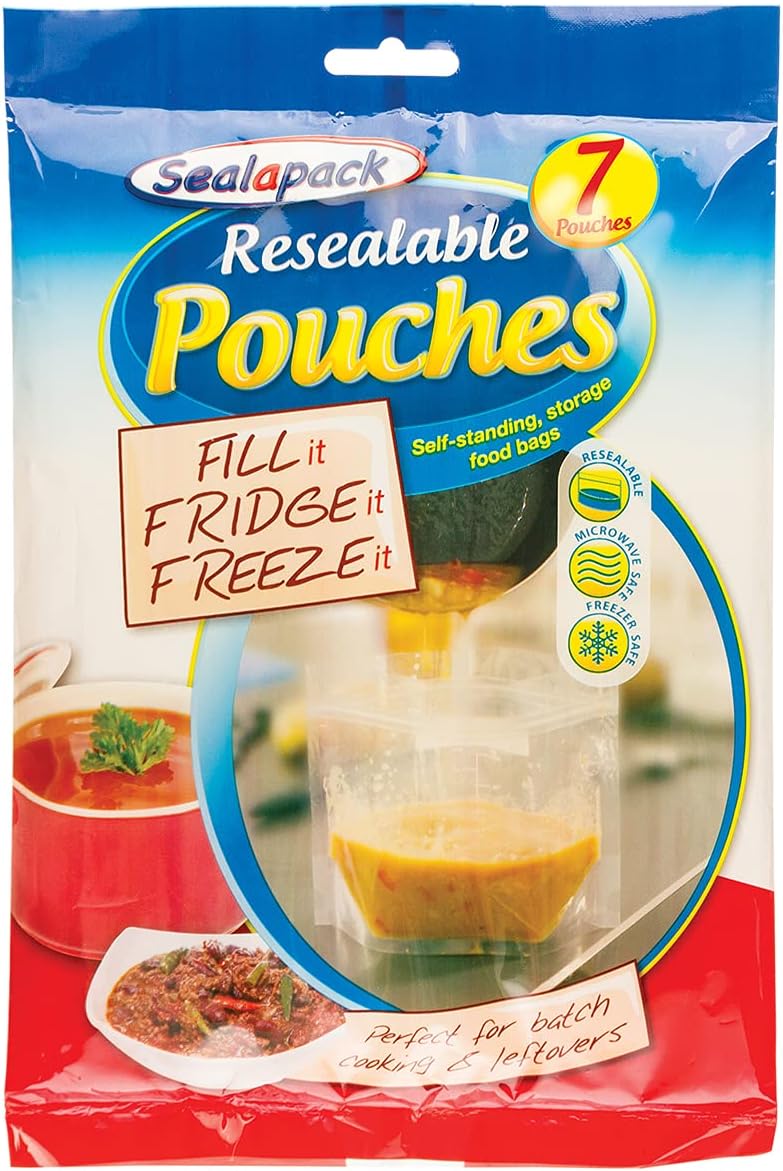 Wiederverschließbare Beutel von Sealapack – transparent, gefrier- und kühlschrankgeeignet, Aufbewahrungsbeutel zum Kochen und Einfrieren von Lebensmitteln