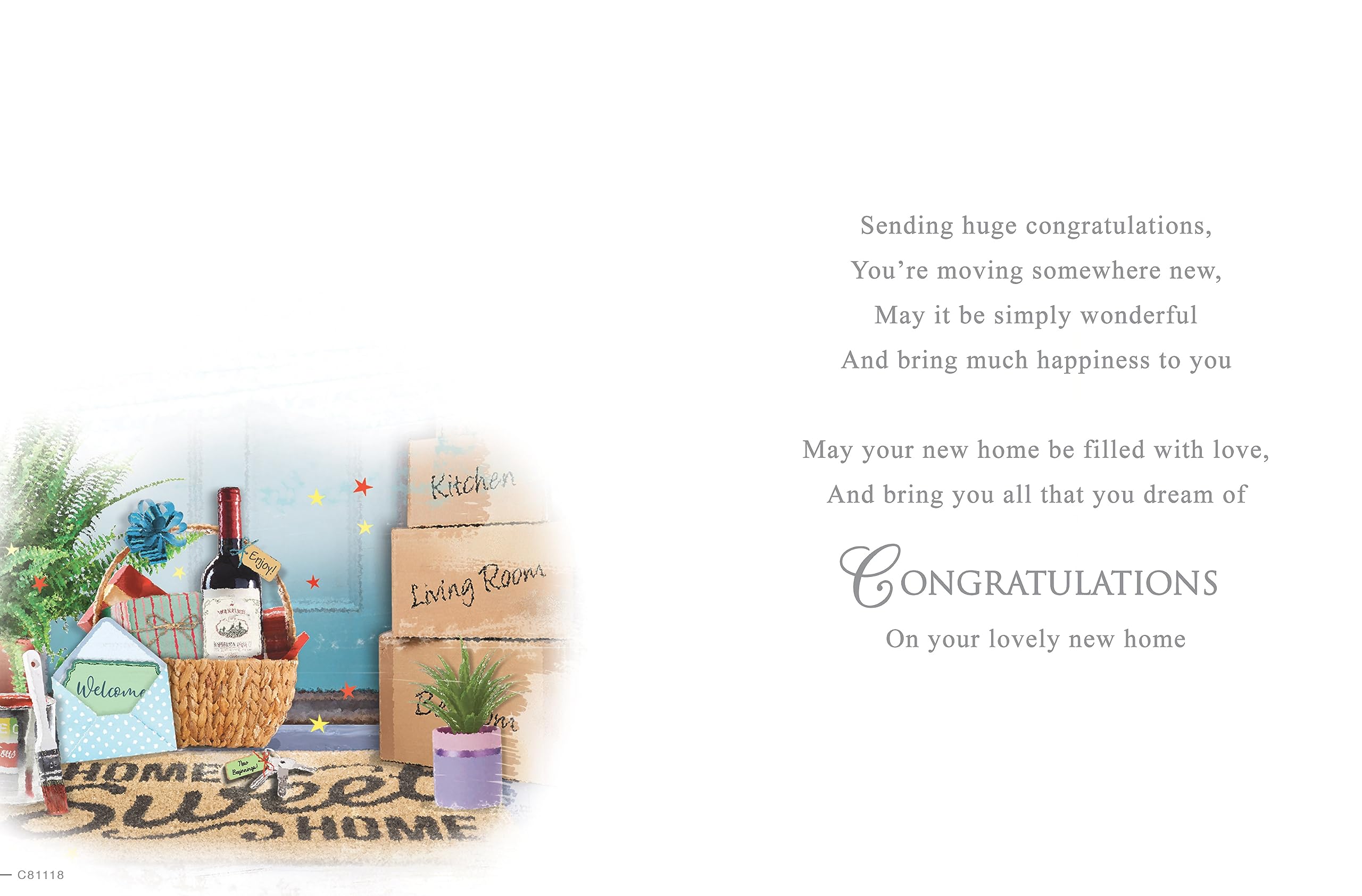 Regal Publishing Good Luck in Your New Home Card | Housewarming | 8 x 6 inches | Multicolor