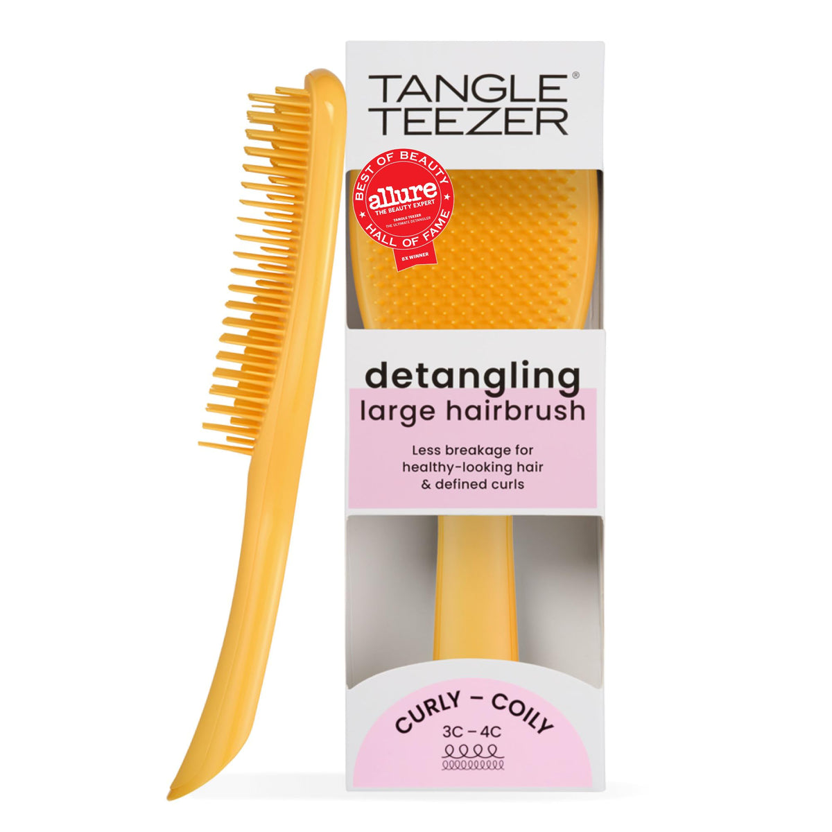 Tangle Teezer Large Naturally Curly Ultimate Detangler - Daffodil Yellow | Detangles & Defines Curls | For 3C-4C Hair