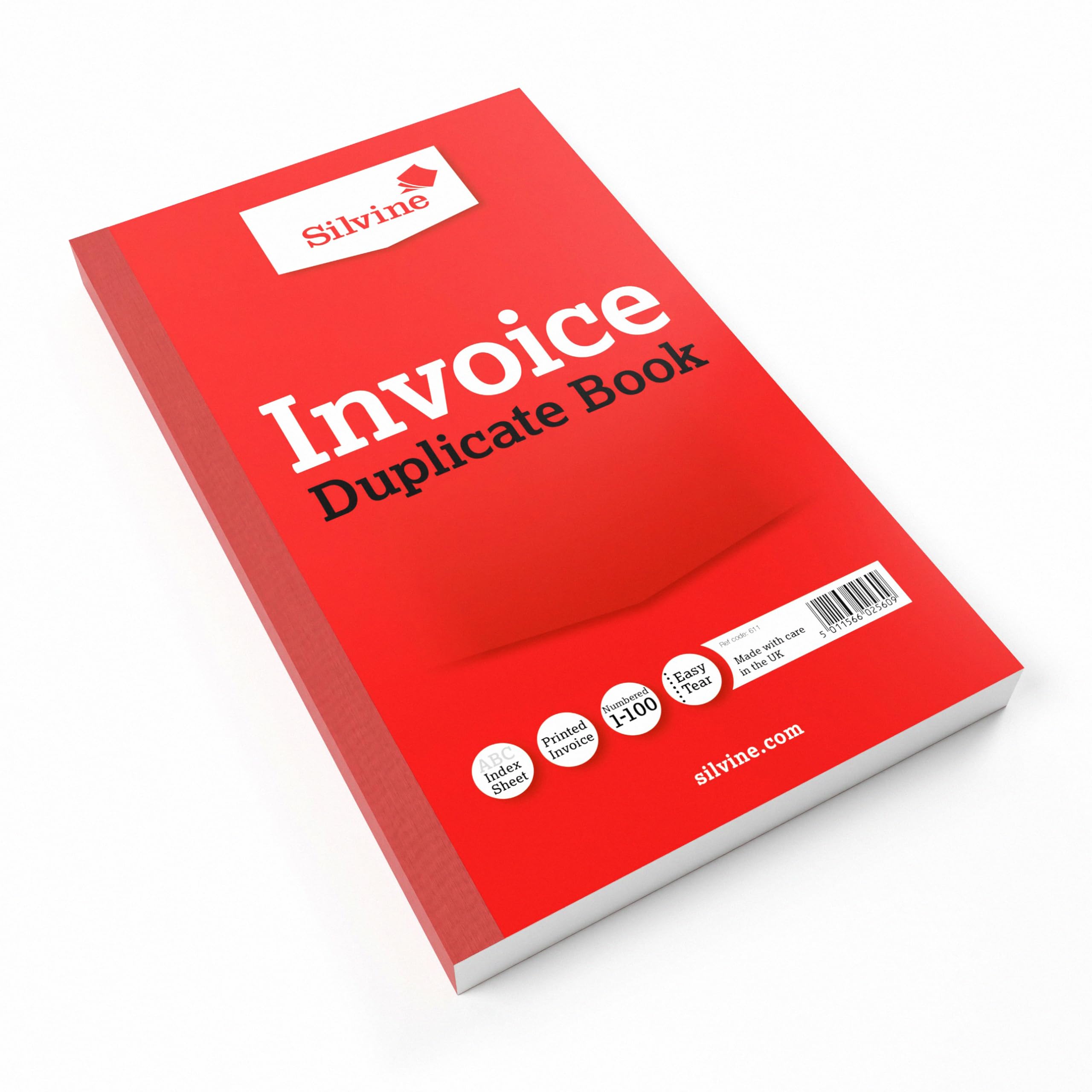 Silvine Duplicate Invoice Book - Numbered 1-100 with Index Sheet | 210 x 127mm | Red 2