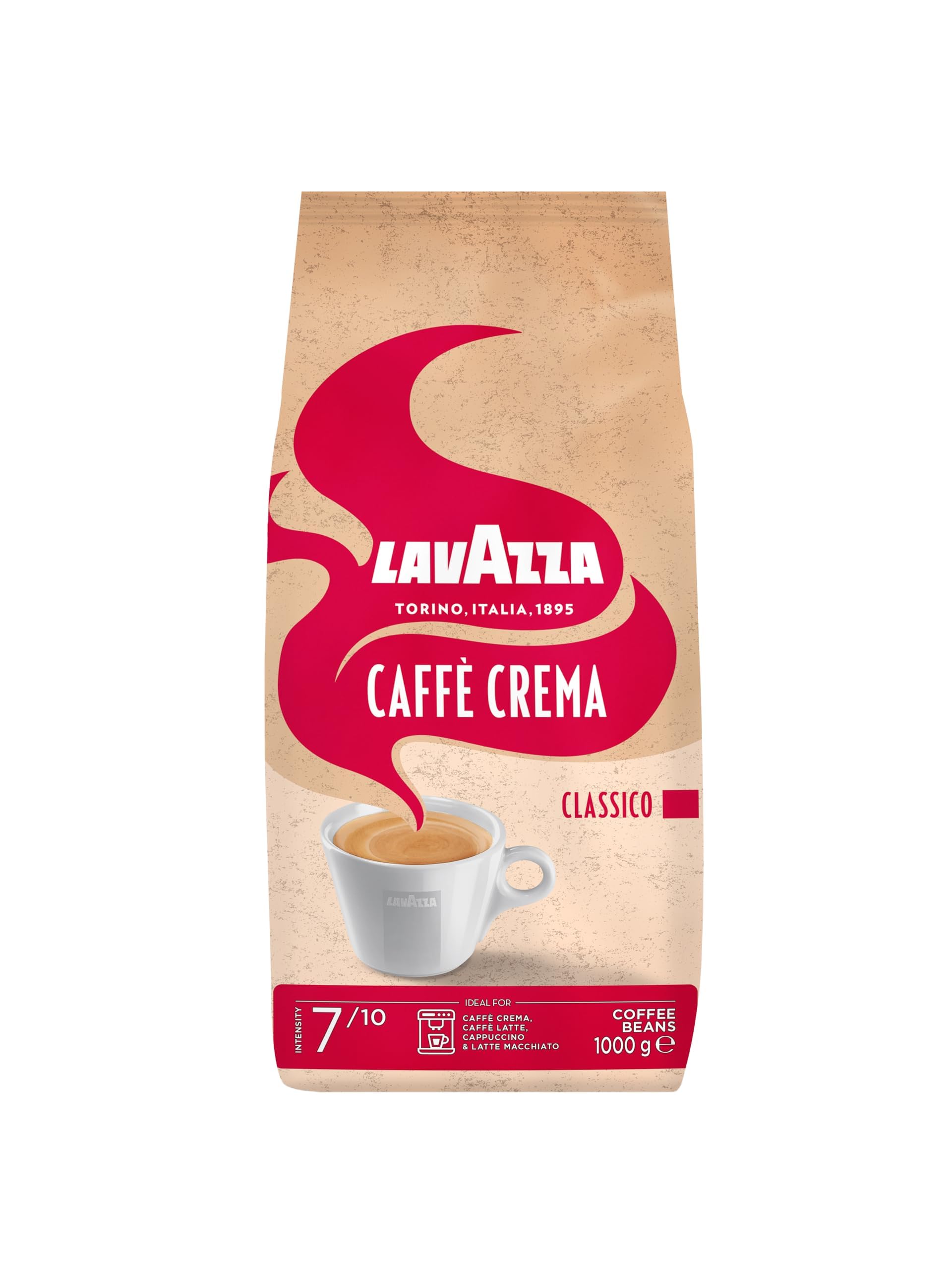 Lavazza Caffè Crema Classico Whole Roasted Coffee Beans - Arabica & Robusta Blend | Intensity 7/10 | 1 kg 1